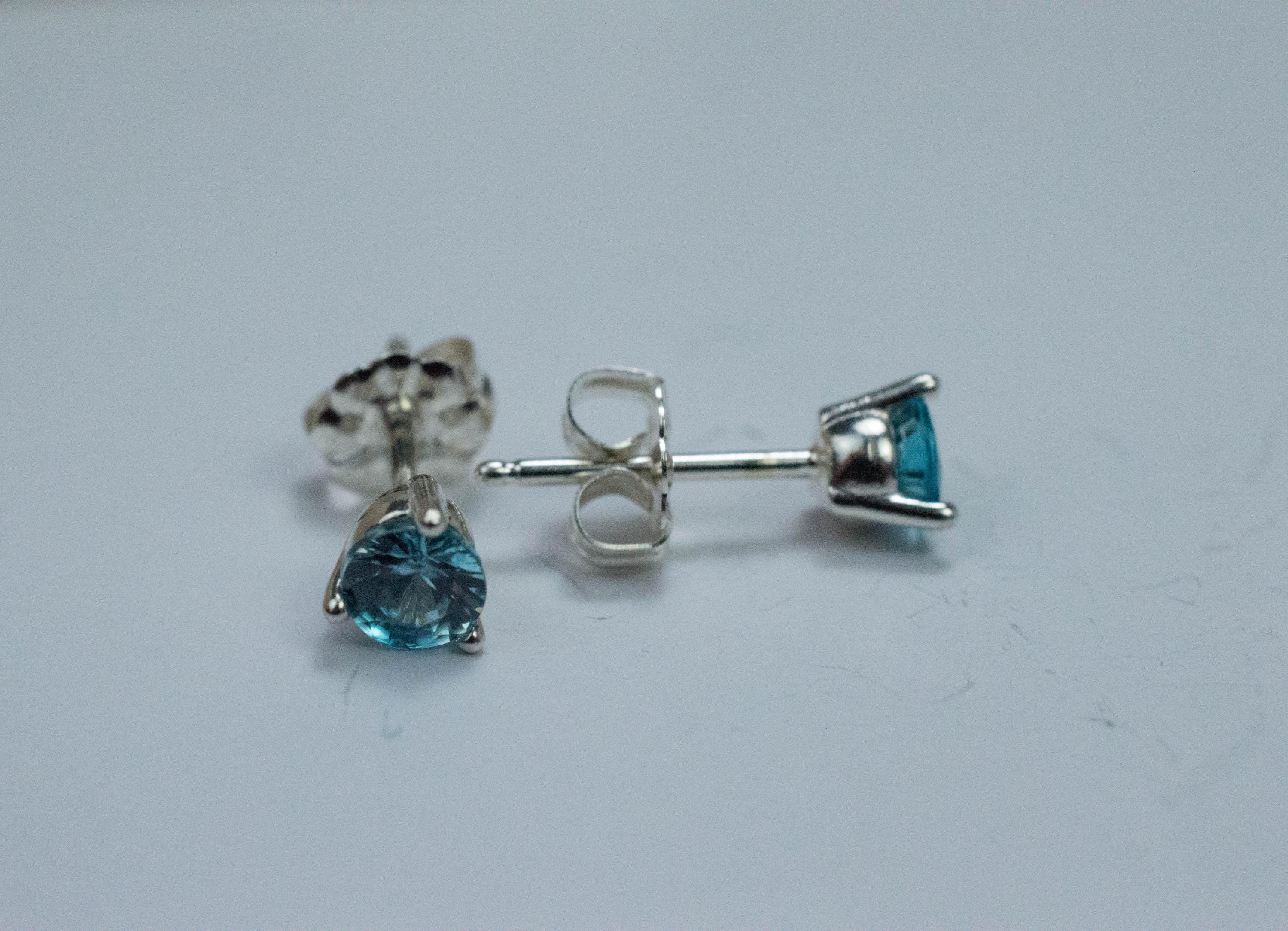 Blue Zircon Earrings; Genuine Cambodia Zircon; 0.950cts - Mark Oliver Gems