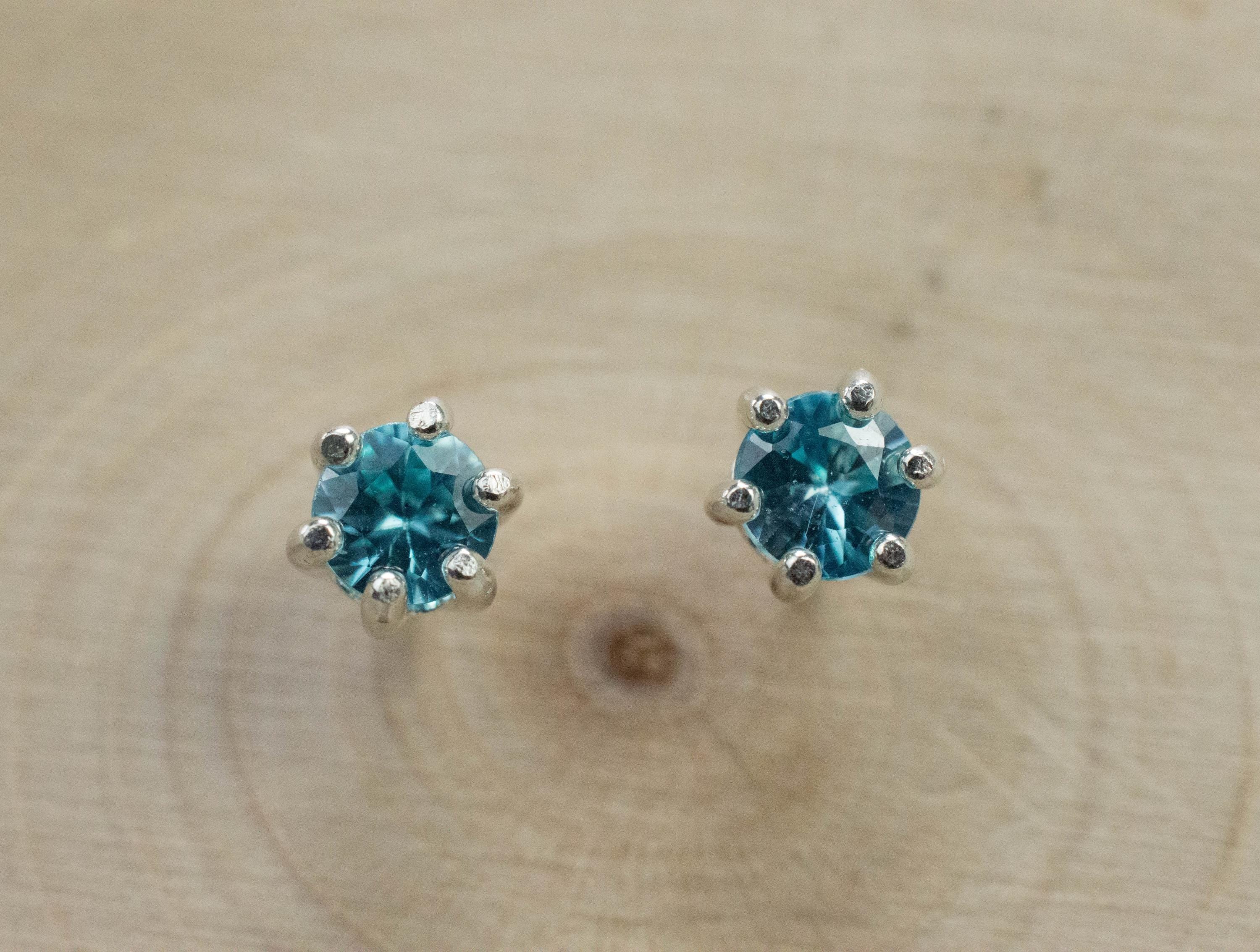 Blue Zircon Earrings; Genuine Cambodia Zircon; 0.960cts - Mark Oliver Gems