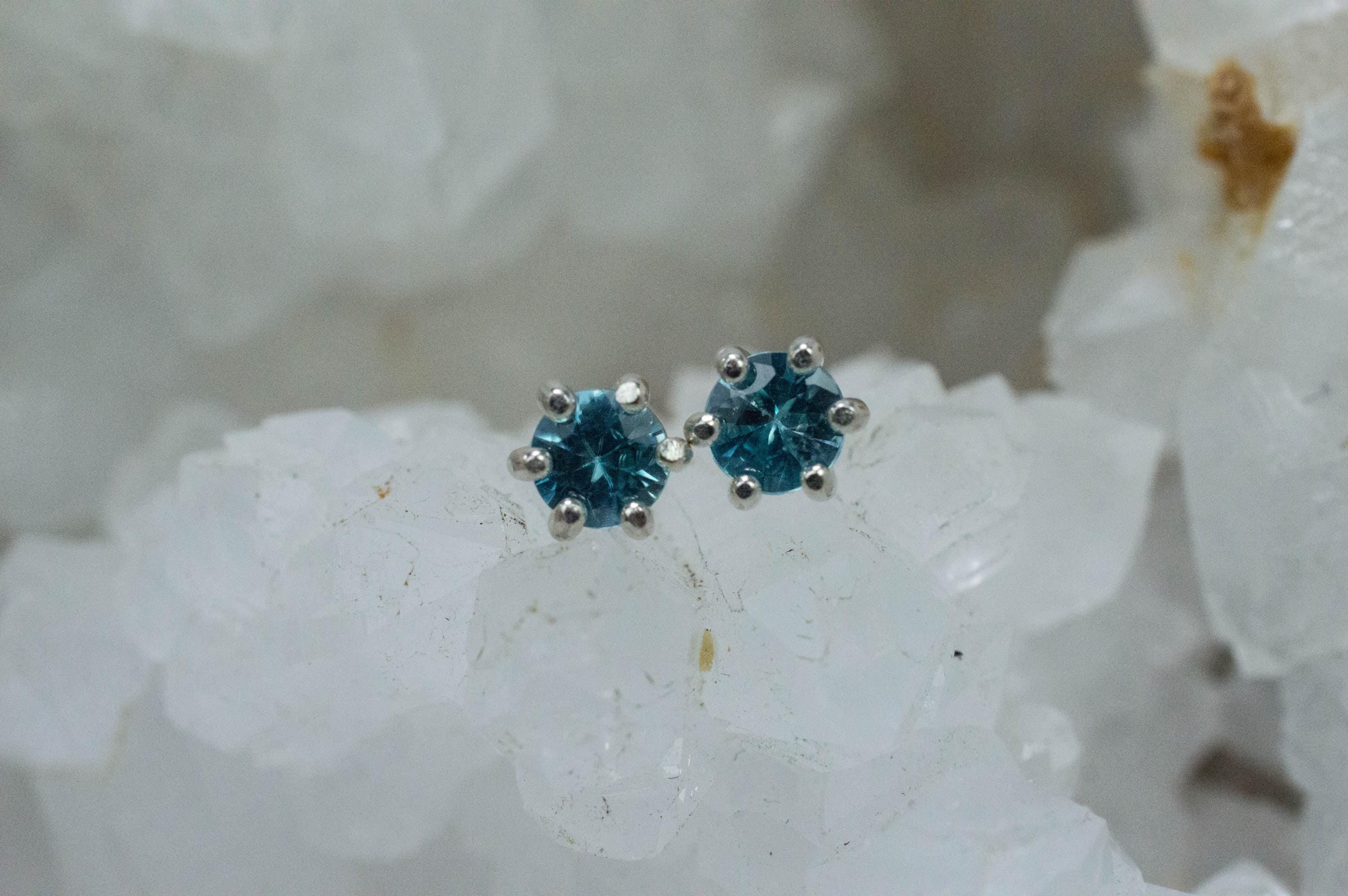 Blue Zircon Earrings; Genuine Cambodia Zircon; 0.960cts - Mark Oliver Gems