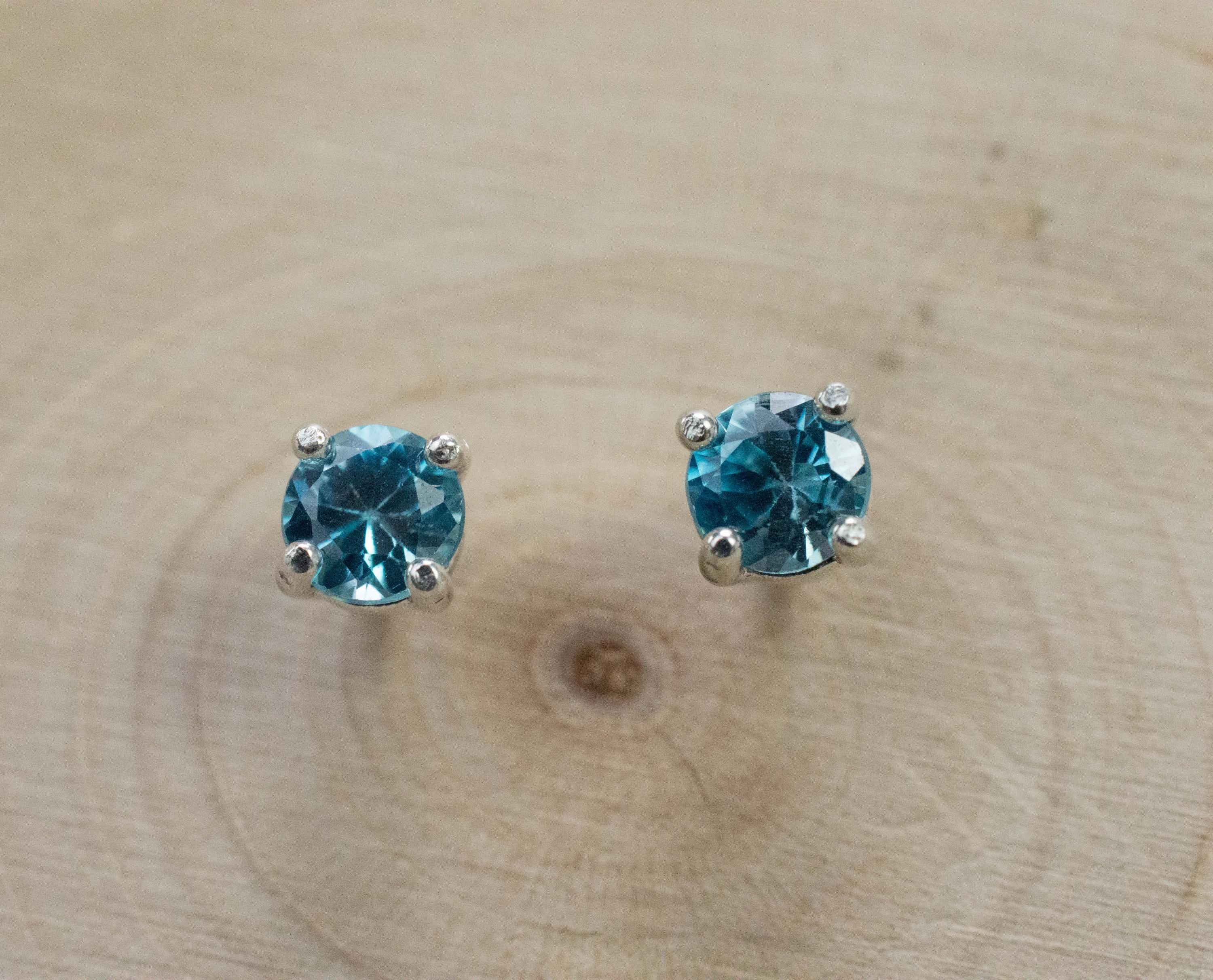 Blue Zircon Earrings; Genuine Cambodia Zircon; 1.010cts - Mark Oliver Gems