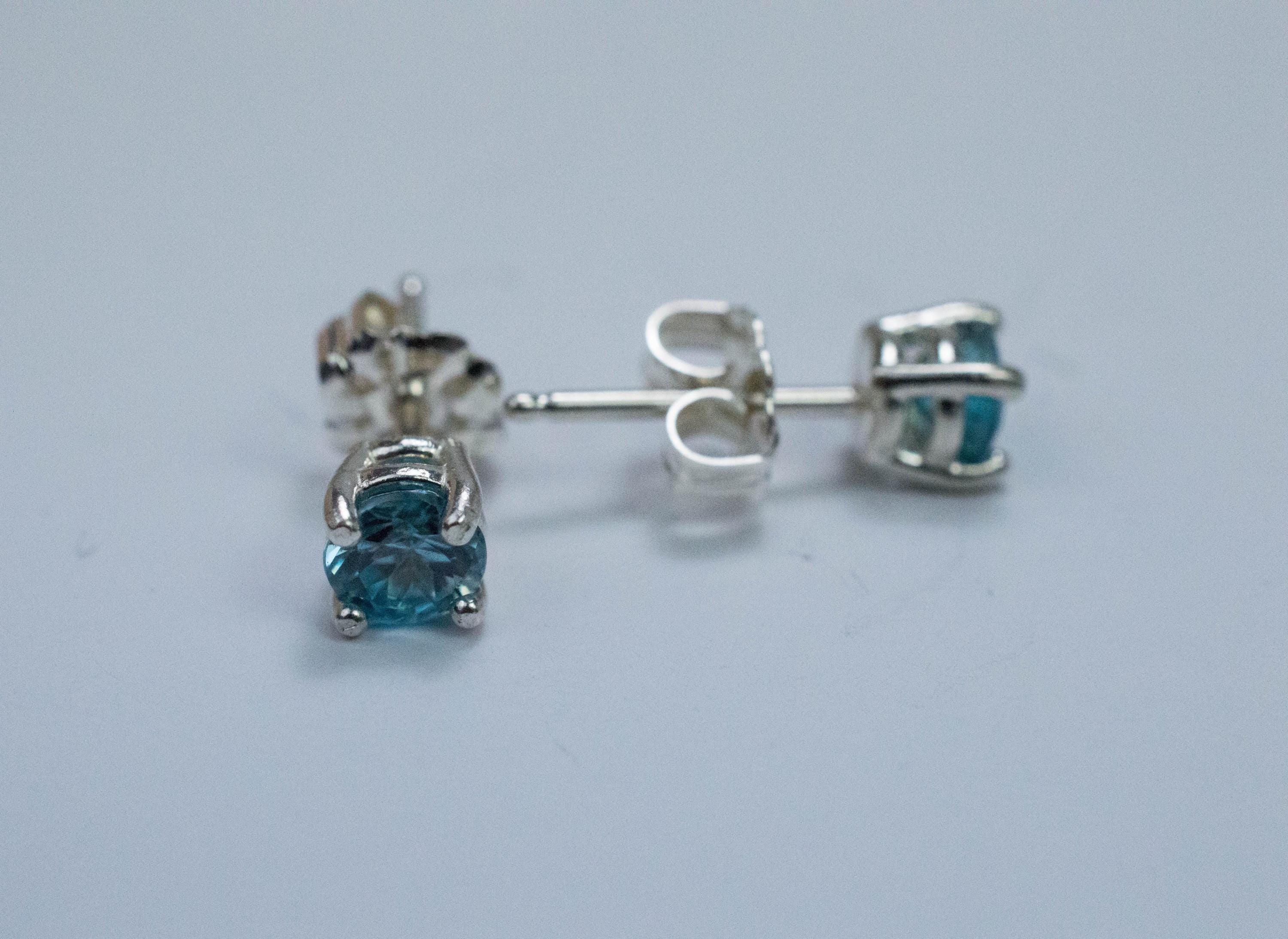 Blue Zircon Earrings; Genuine Cambodia Zircon; 1.010cts - Mark Oliver Gems