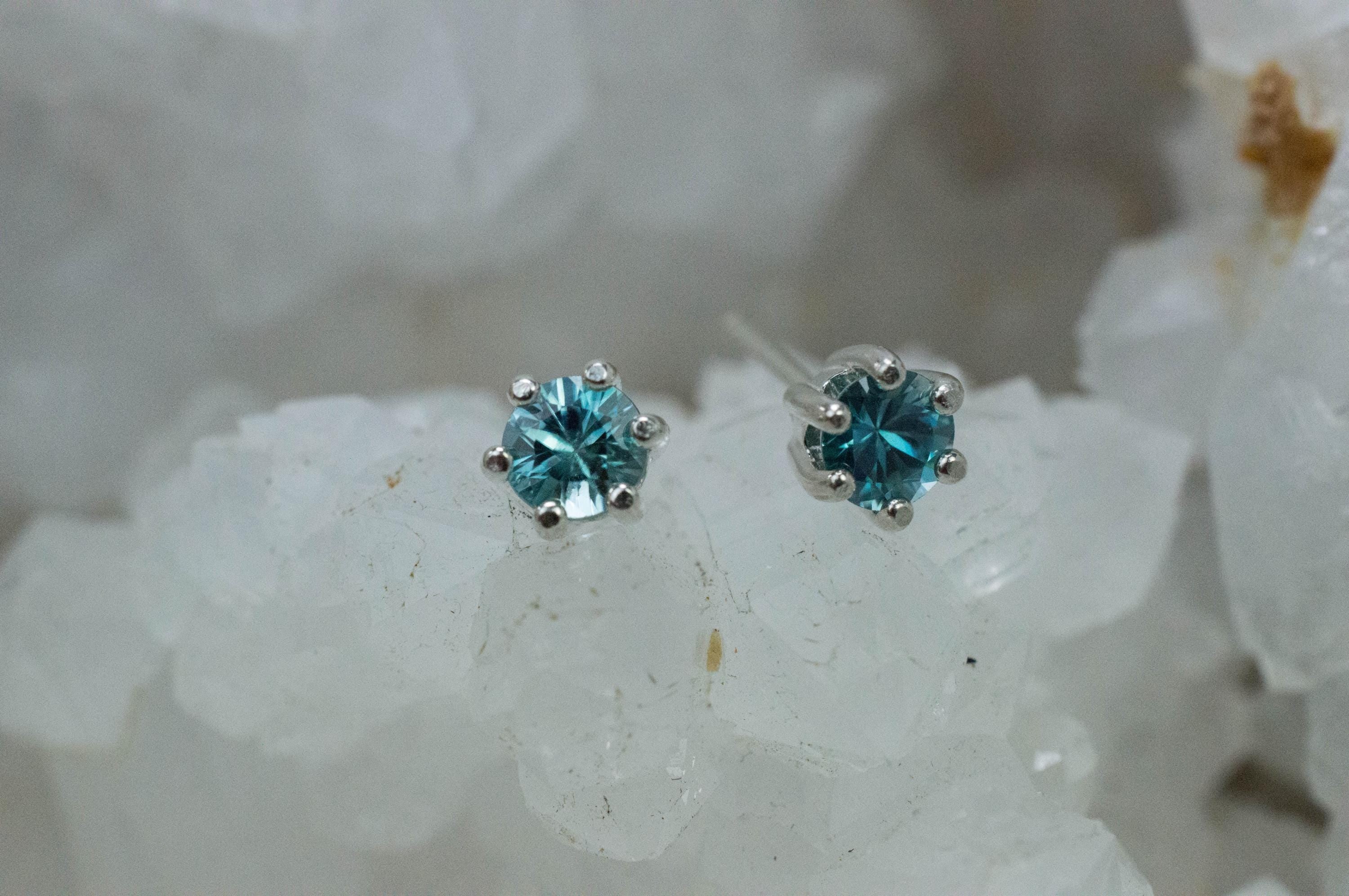 Blue Zircon Earrings; Genuine Cambodia Zircon; 1.065cts - Mark Oliver Gems