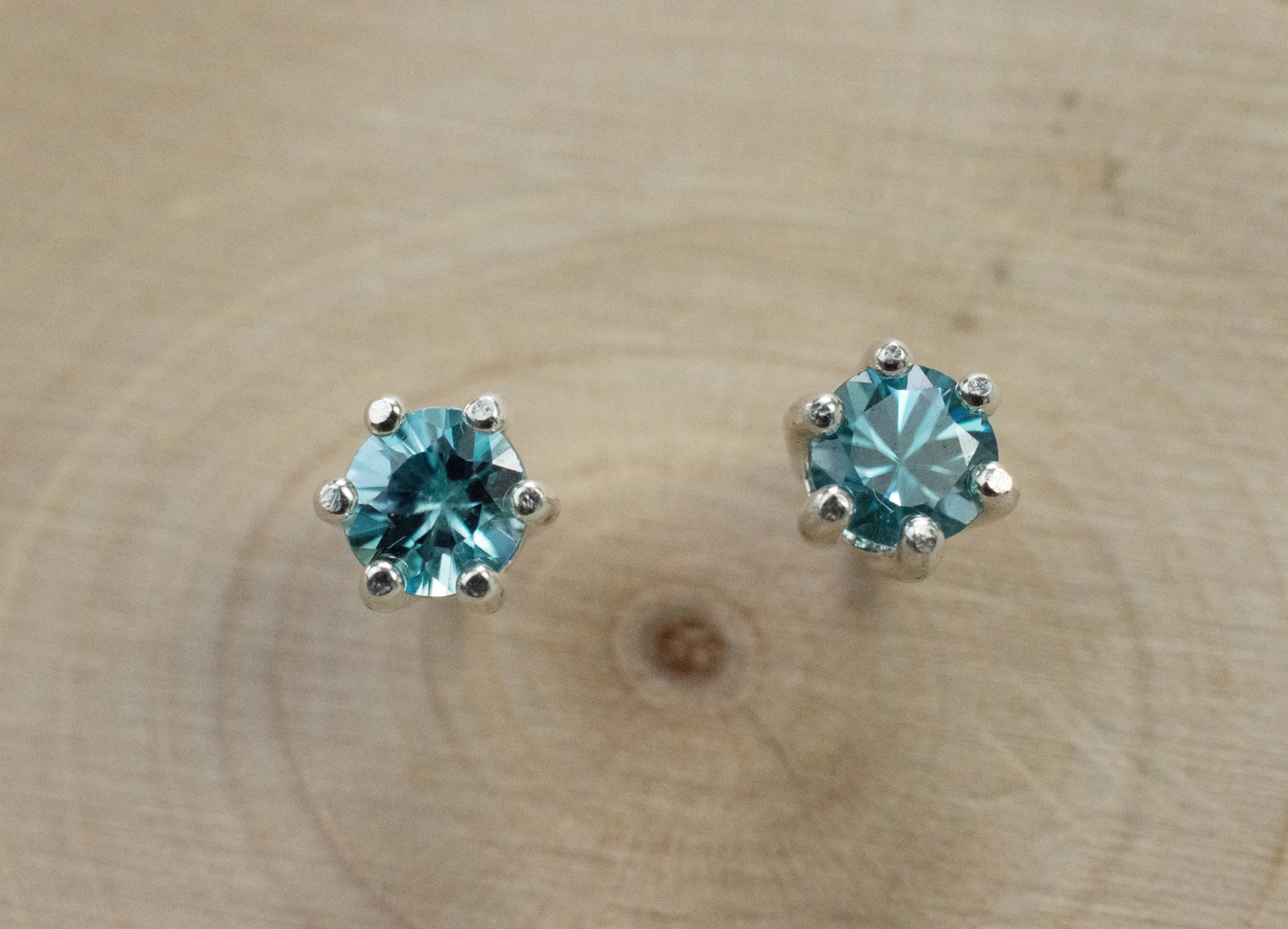 Blue Zircon Earrings; Genuine Cambodia Zircon; 1.065cts - Mark Oliver Gems