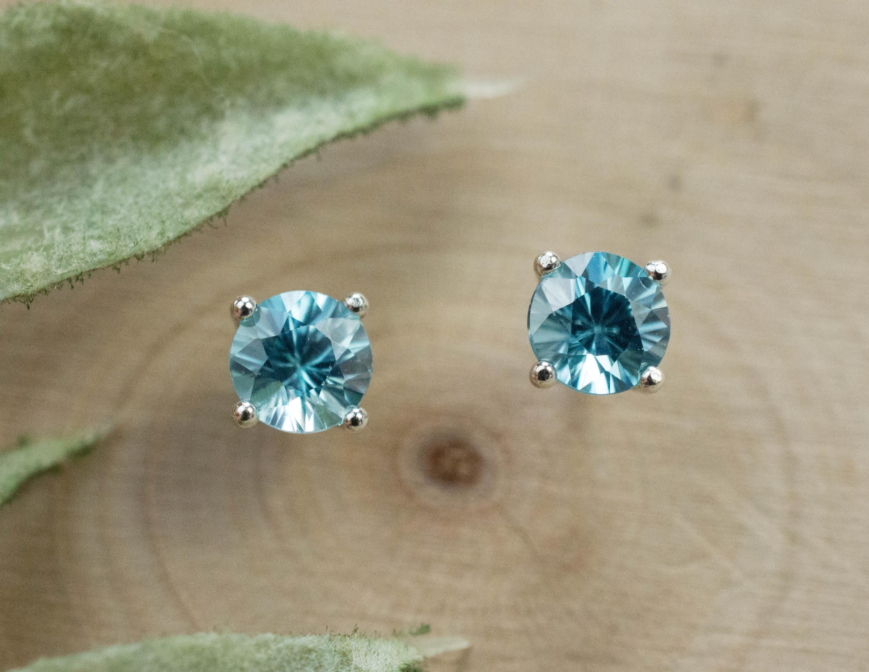 Blue Zircon Earrings; Genuine Cambodia Zircon; 1.135cts - Mark Oliver Gems