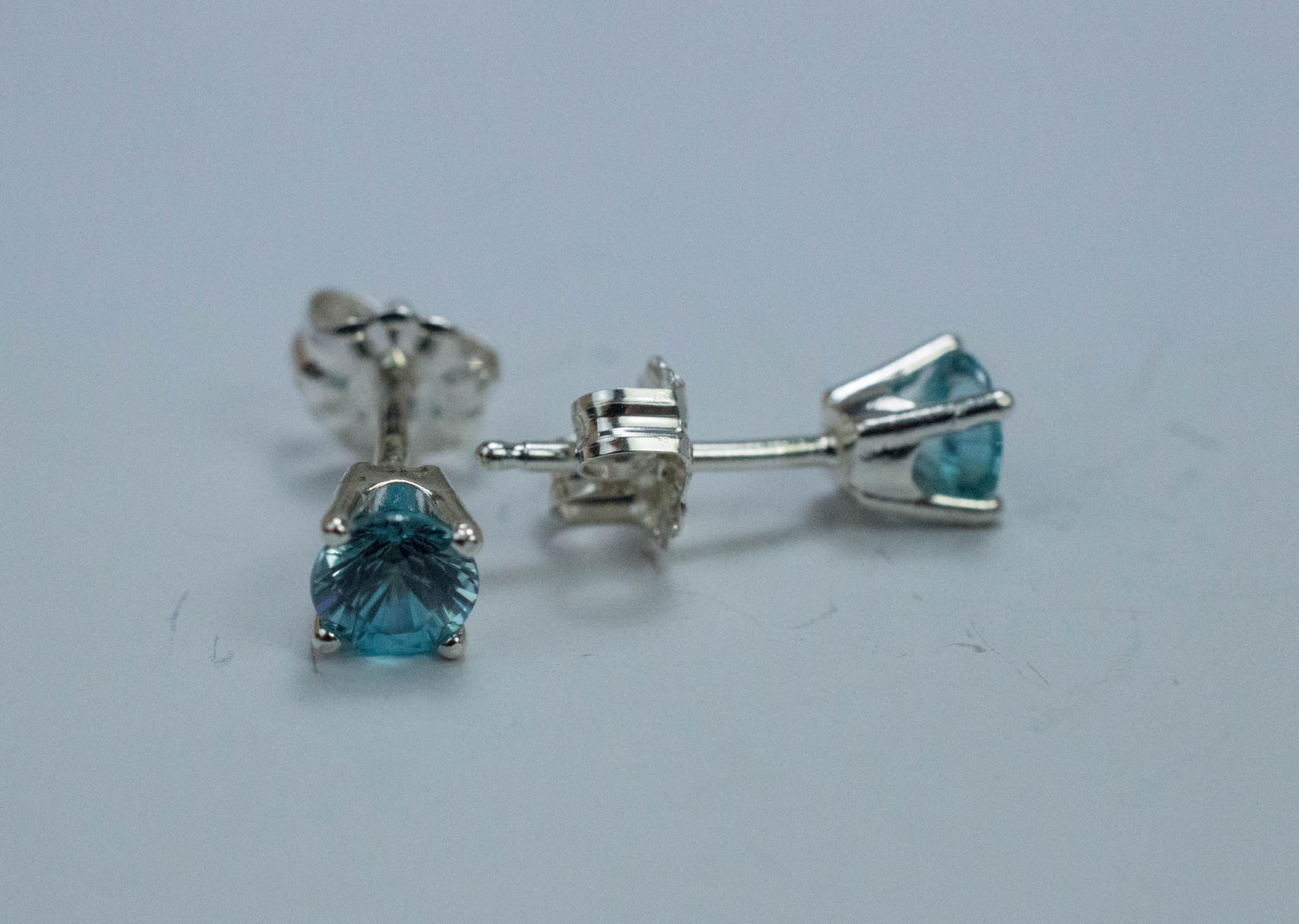 Blue Zircon Earrings; Genuine Cambodia Zircon; 1.135cts - Mark Oliver Gems
