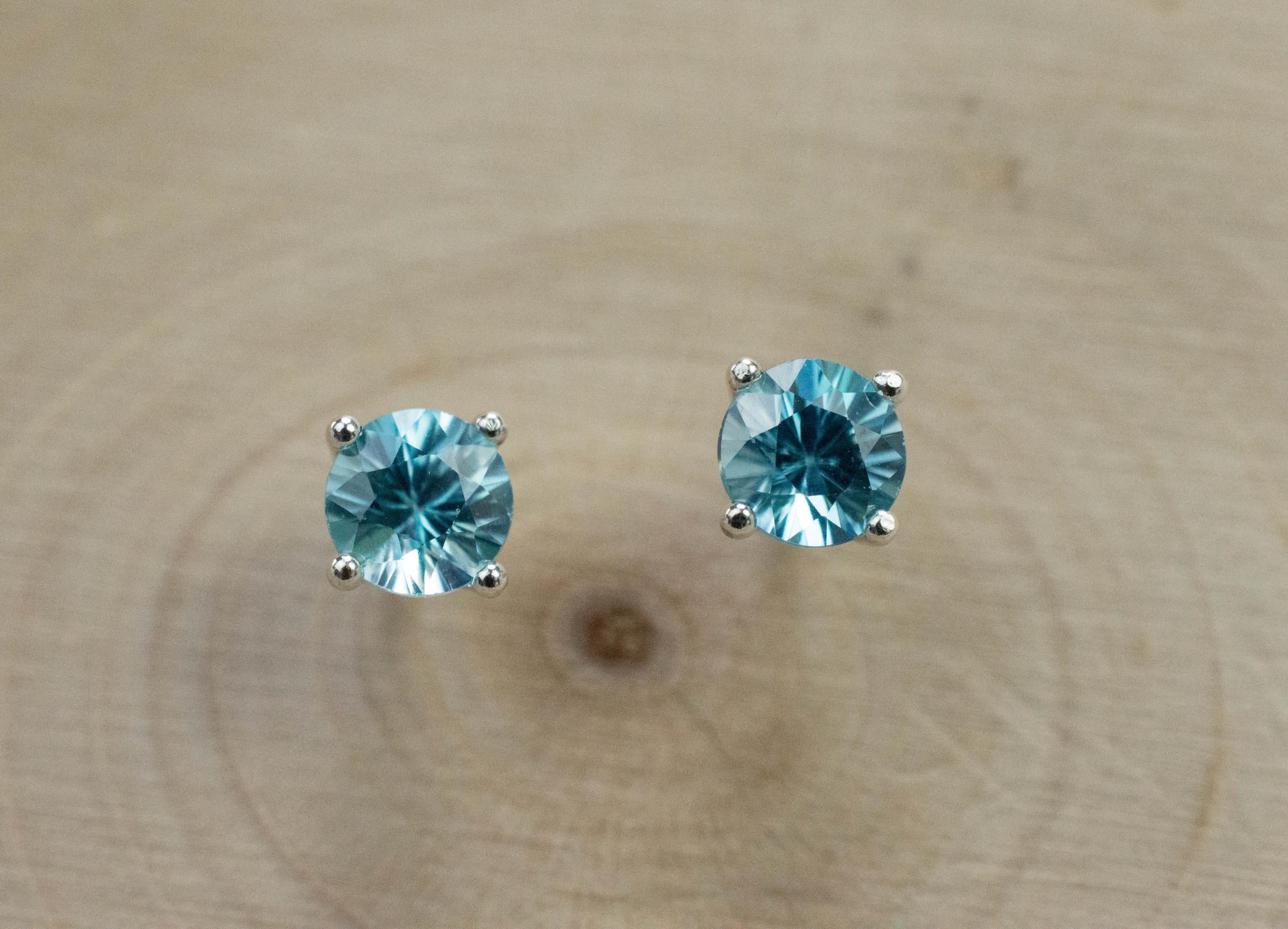 Blue Zircon Earrings; Genuine Cambodia Zircon; 1.135cts - Mark Oliver Gems