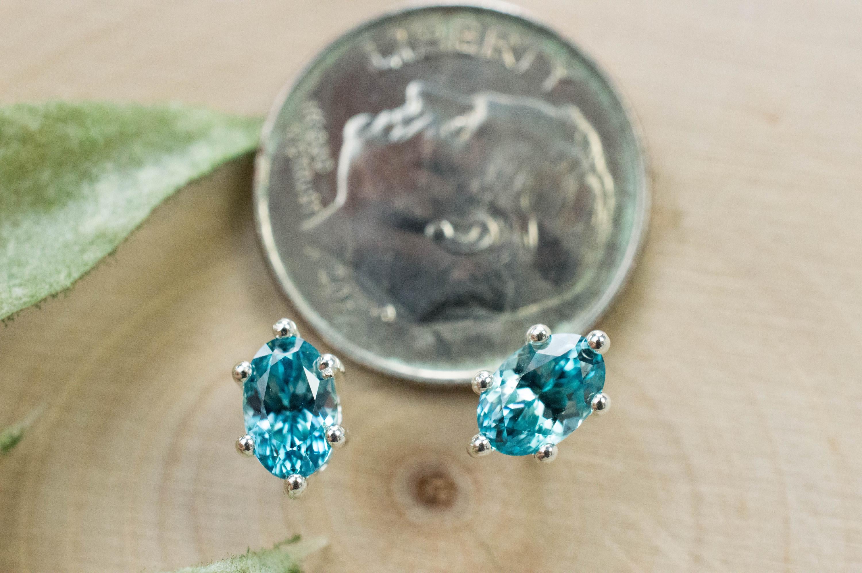Blue Zircon Earrings; Genuine Cambodia Zircon; 1.570cts - Mark Oliver Gems