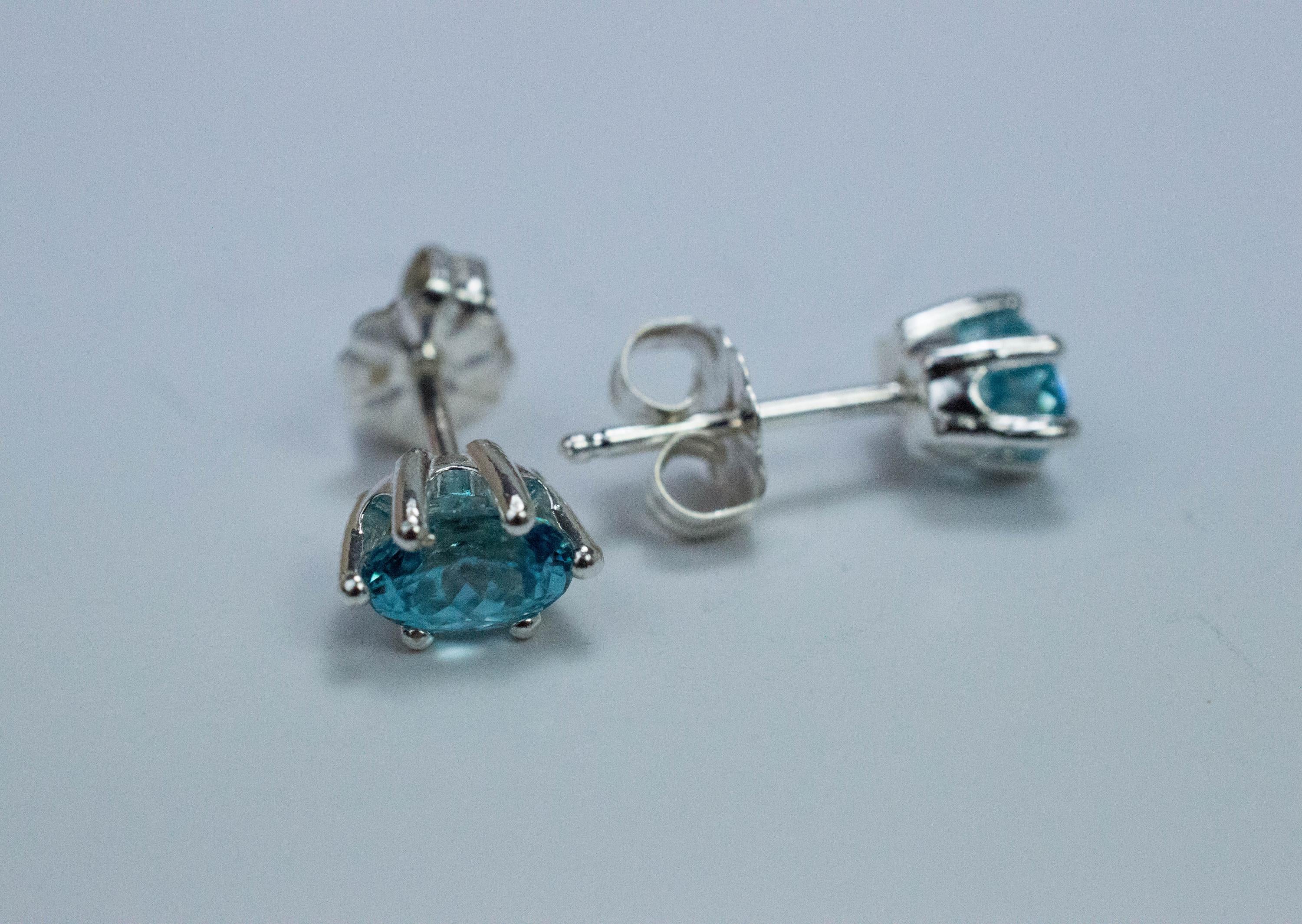 Blue Zircon Earrings; Genuine Cambodia Zircon; 1.570cts - Mark Oliver Gems