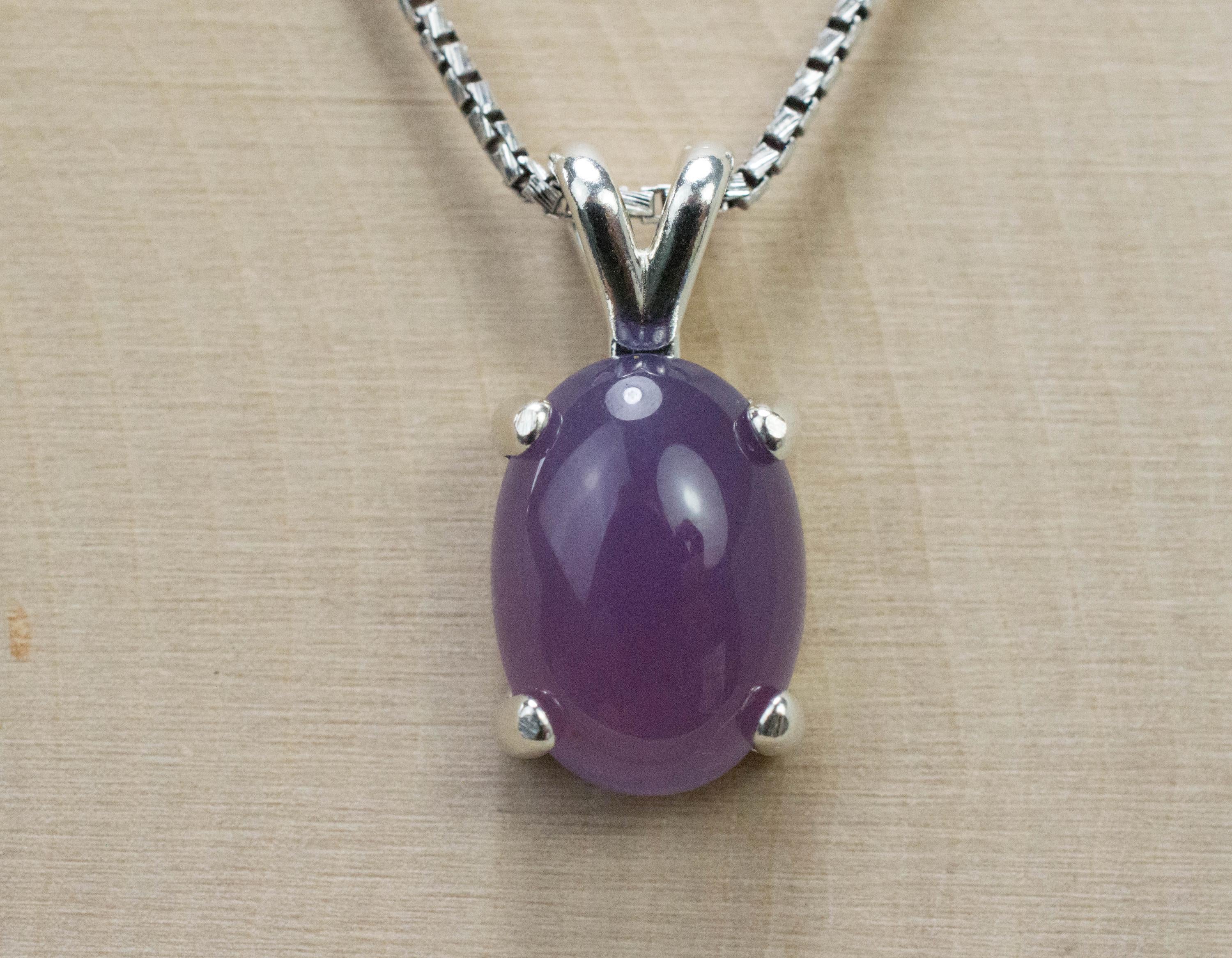 Purple Chalcedony Pendant; Natural Untreated Nevada Purple Sage Chalcedony; 4.260cts - Mark Oliver Gems