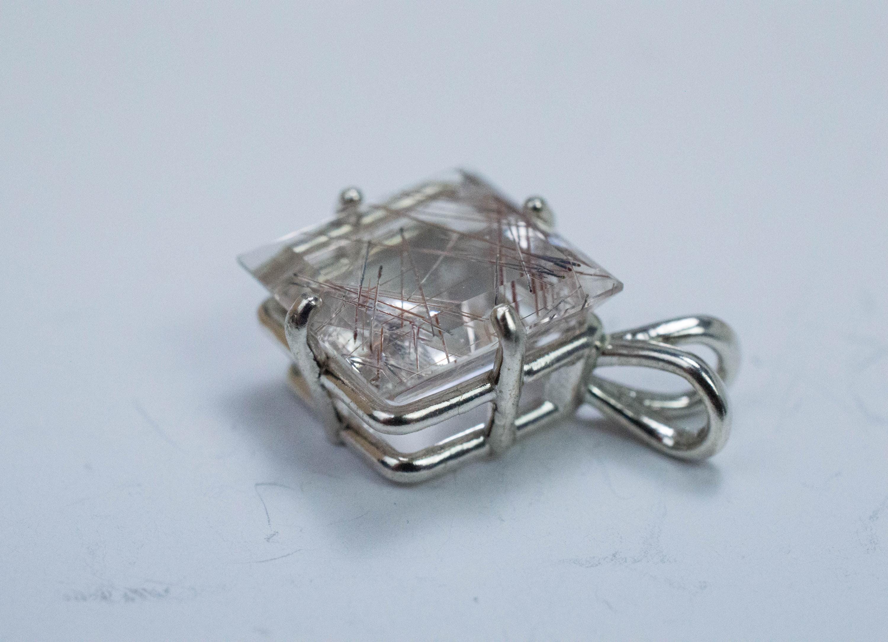 Rutilated Quartz Pendant, Natural Untreated Brazil Rutile Quartz; 6.805cts - Mark Oliver Gems