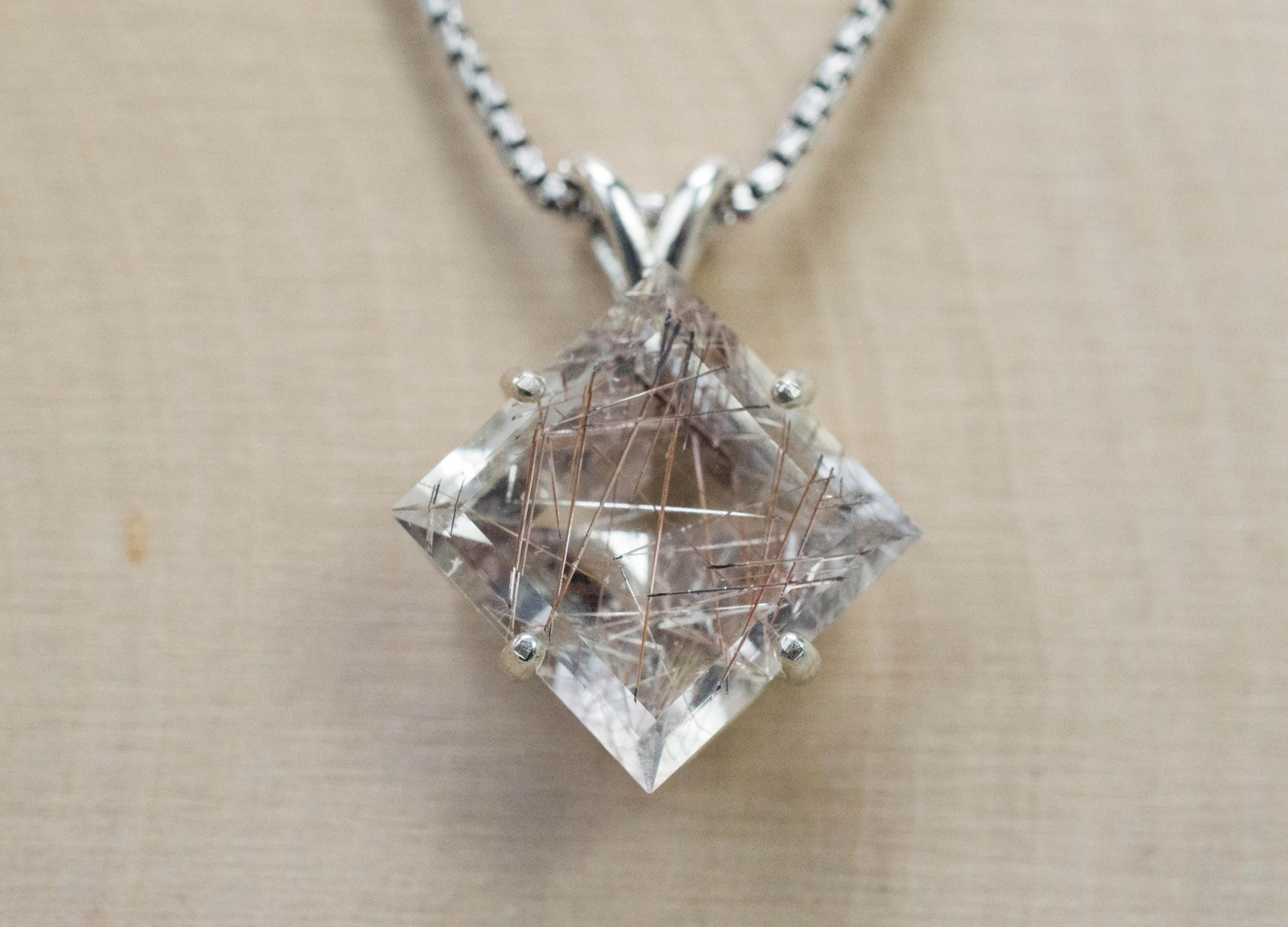 Rutilated Quartz Pendant, Natural Untreated Brazil Rutile Quartz; 6.805cts - Mark Oliver Gems