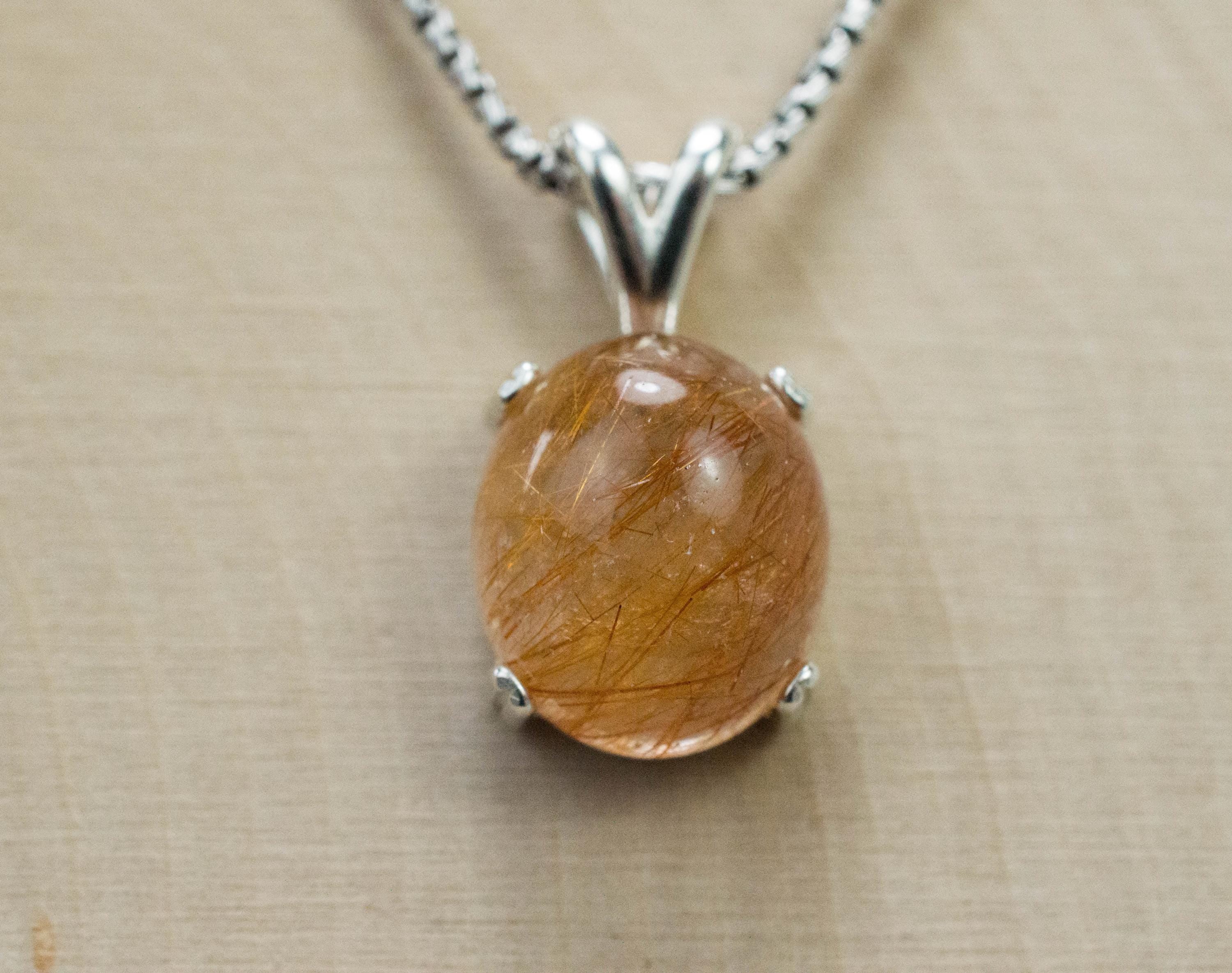 Rutilated Quartz Pendant, Natural Untreated Brazil Rutile Quartz; 7.575cts - Mark Oliver Gems