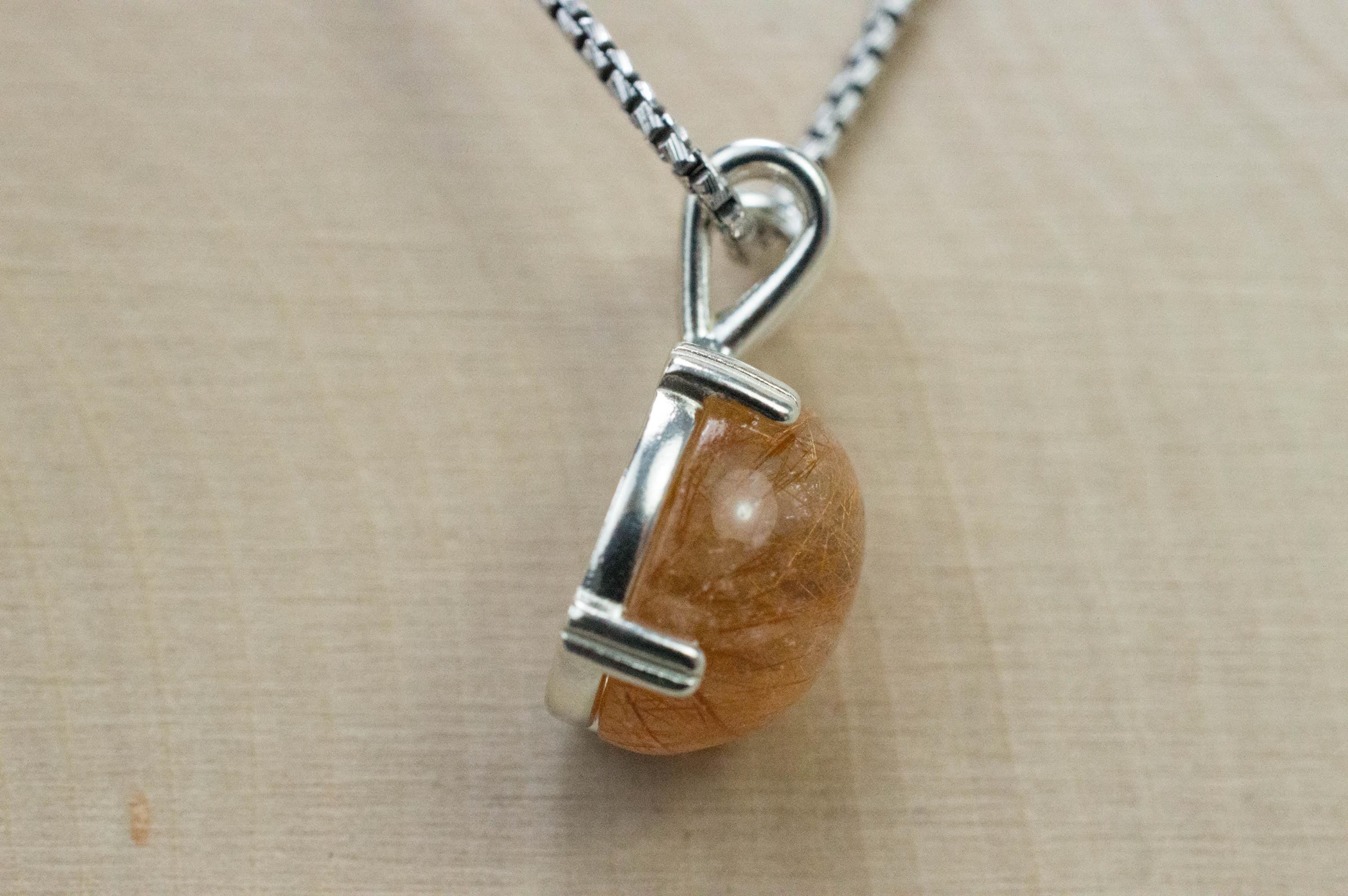 Rutilated Quartz Pendant, Natural Untreated Brazil Rutile Quartz; 7.575cts - Mark Oliver Gems