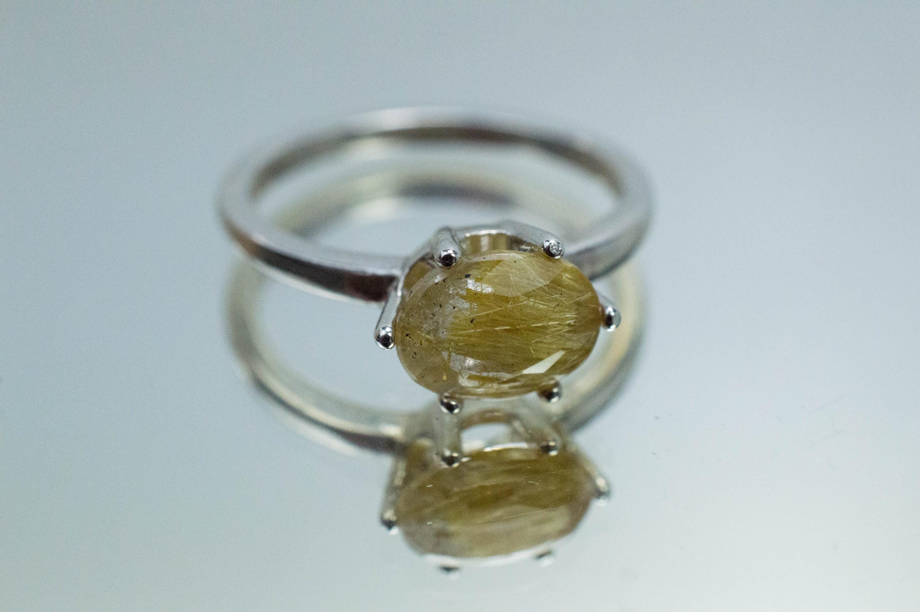 Rutilated Quartz Ring; Natural Untreated Brazil Rutile Quartz; 1.640cts - Mark Oliver Gems