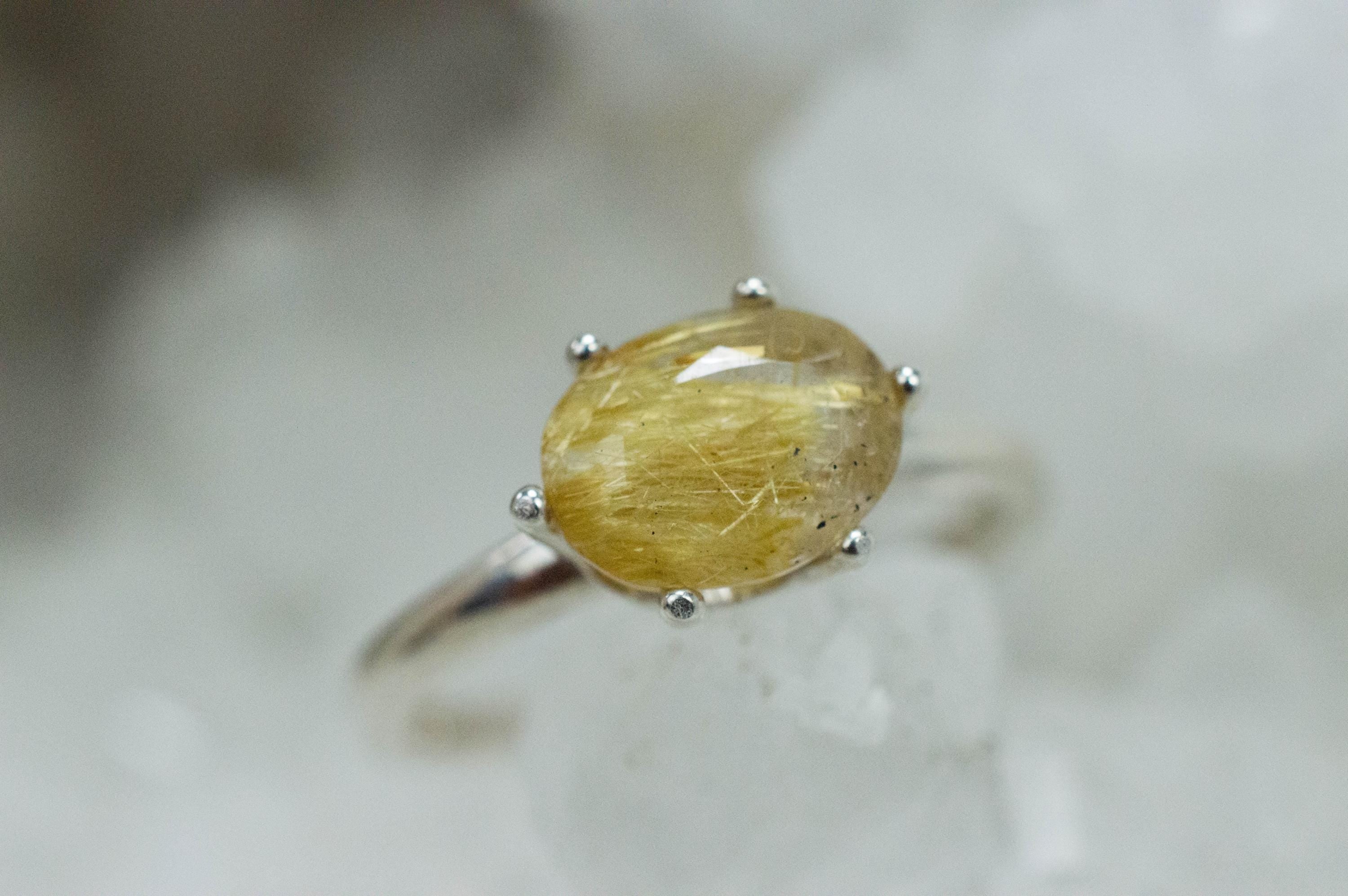 Rutilated Quartz Ring; Natural Untreated Brazil Rutile Quartz; 1.640cts - Mark Oliver Gems