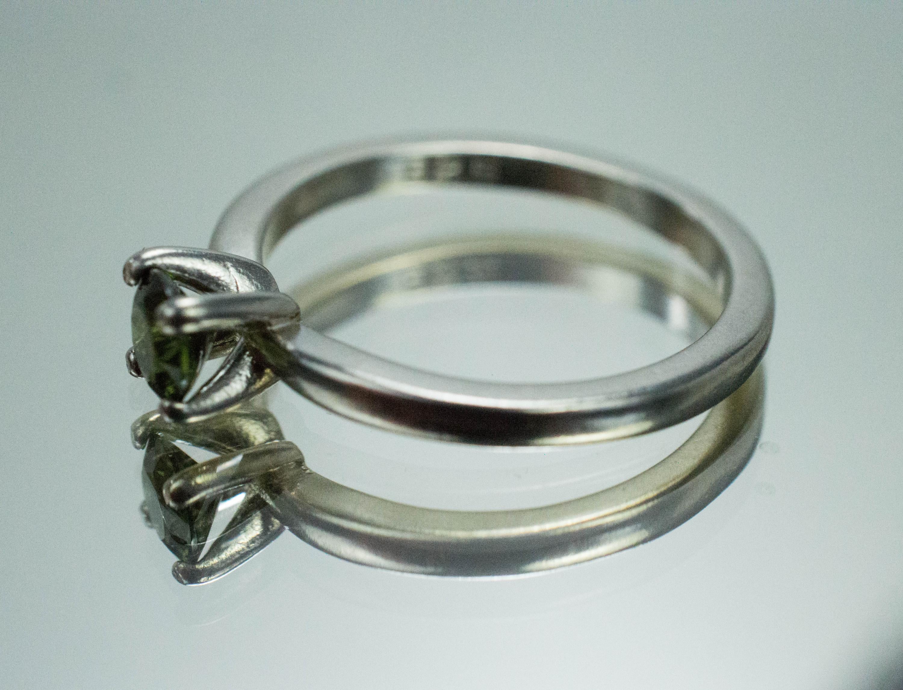 Zircon Ring; Genuine Untreated Sri Lanka Green Zircon; 0.485cts - Mark Oliver Gems