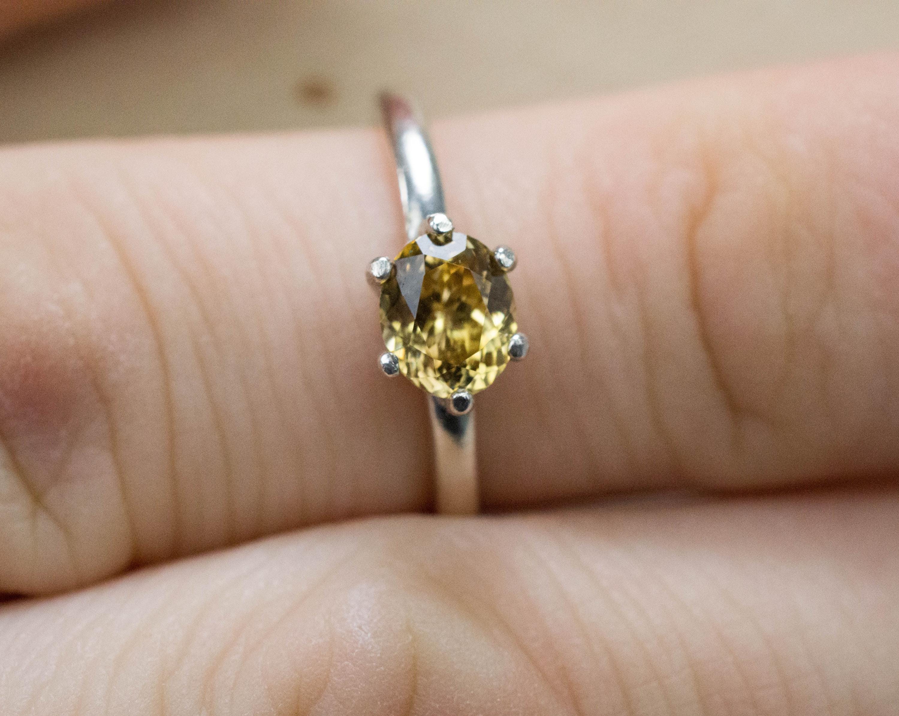 Zircon Ring; Genuine Untreated Tanzania Yellow Zircon; 1.095cts - Mark Oliver Gems
