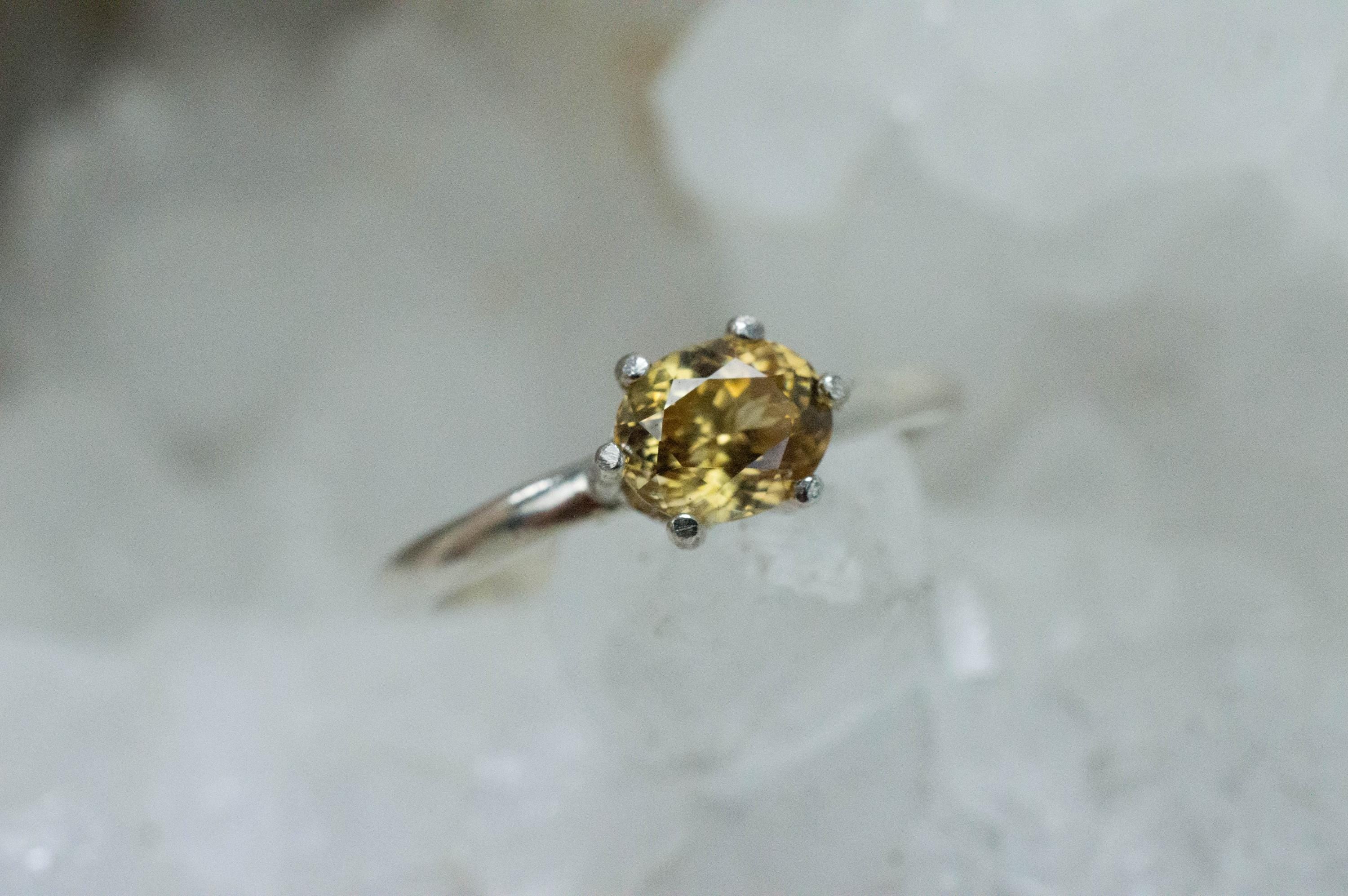 Zircon Ring; Genuine Untreated Tanzania Yellow Zircon; 1.095cts - Mark Oliver Gems