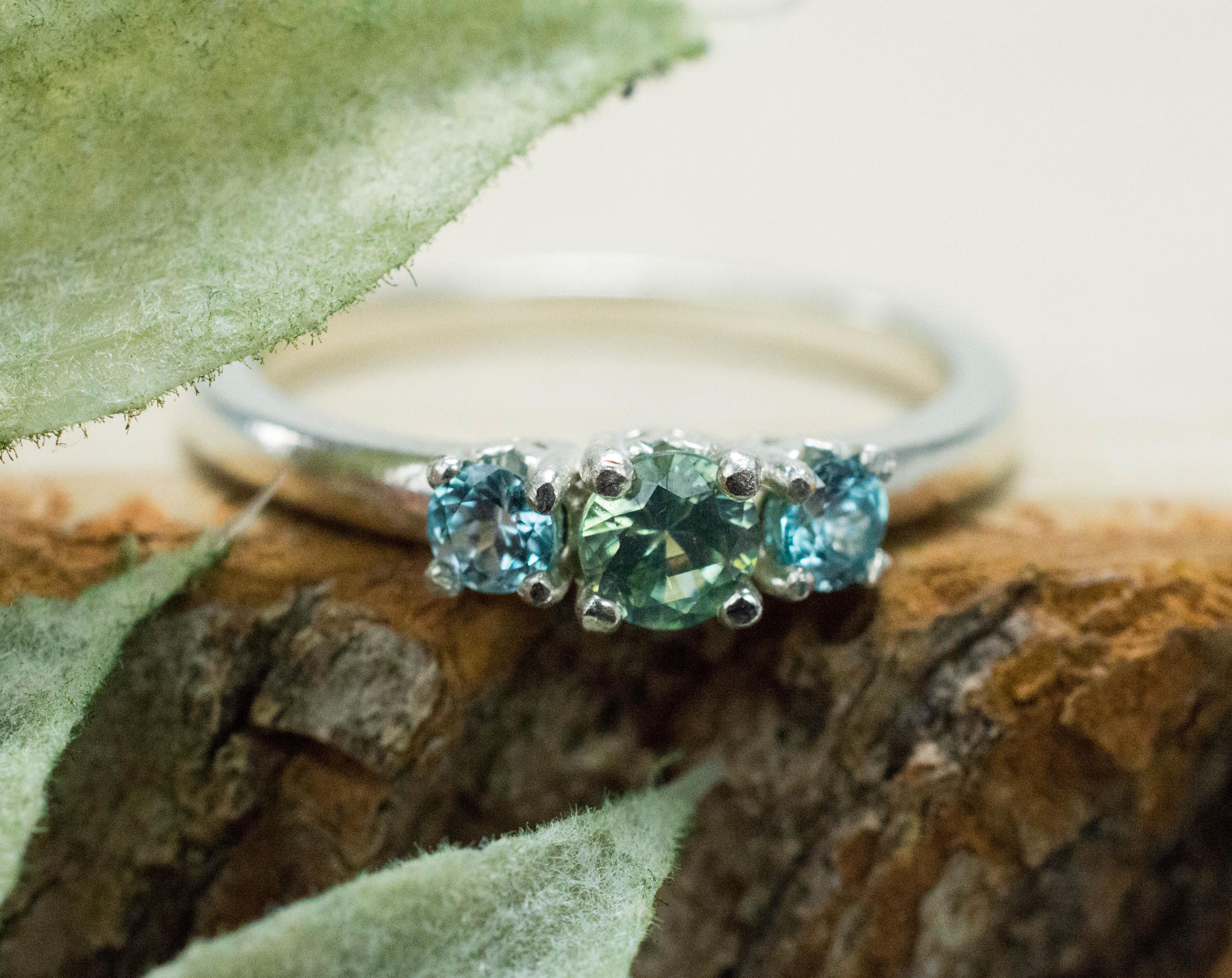 Zircon Ring; Genuine Untreated Sri Lanka Green Zircon; 0.300cts - Mark Oliver Gems