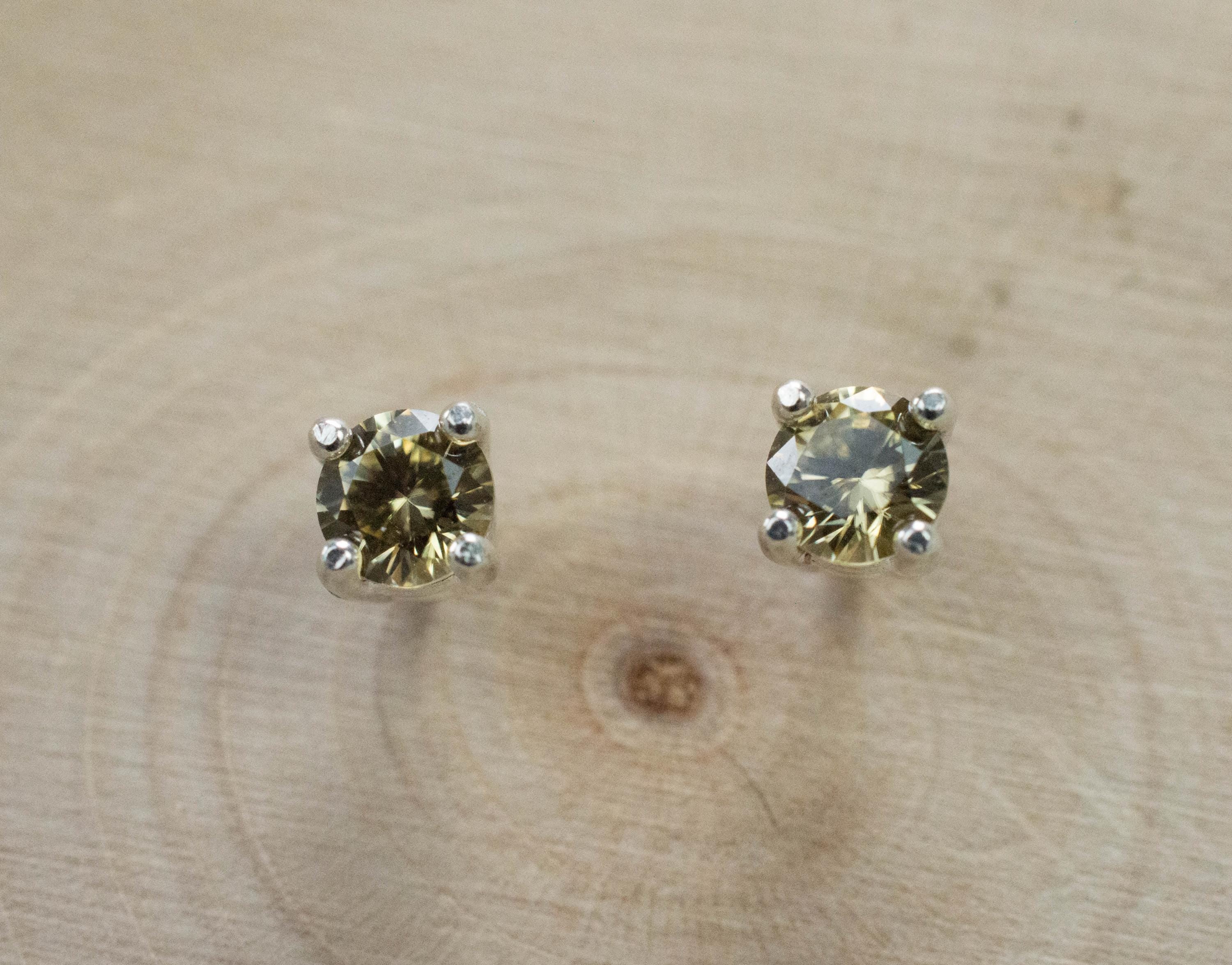 Yellow Zircon Earrings; Natural Untreated Sri Lanka Zircon; 0.710cts - Mark Oliver Gems