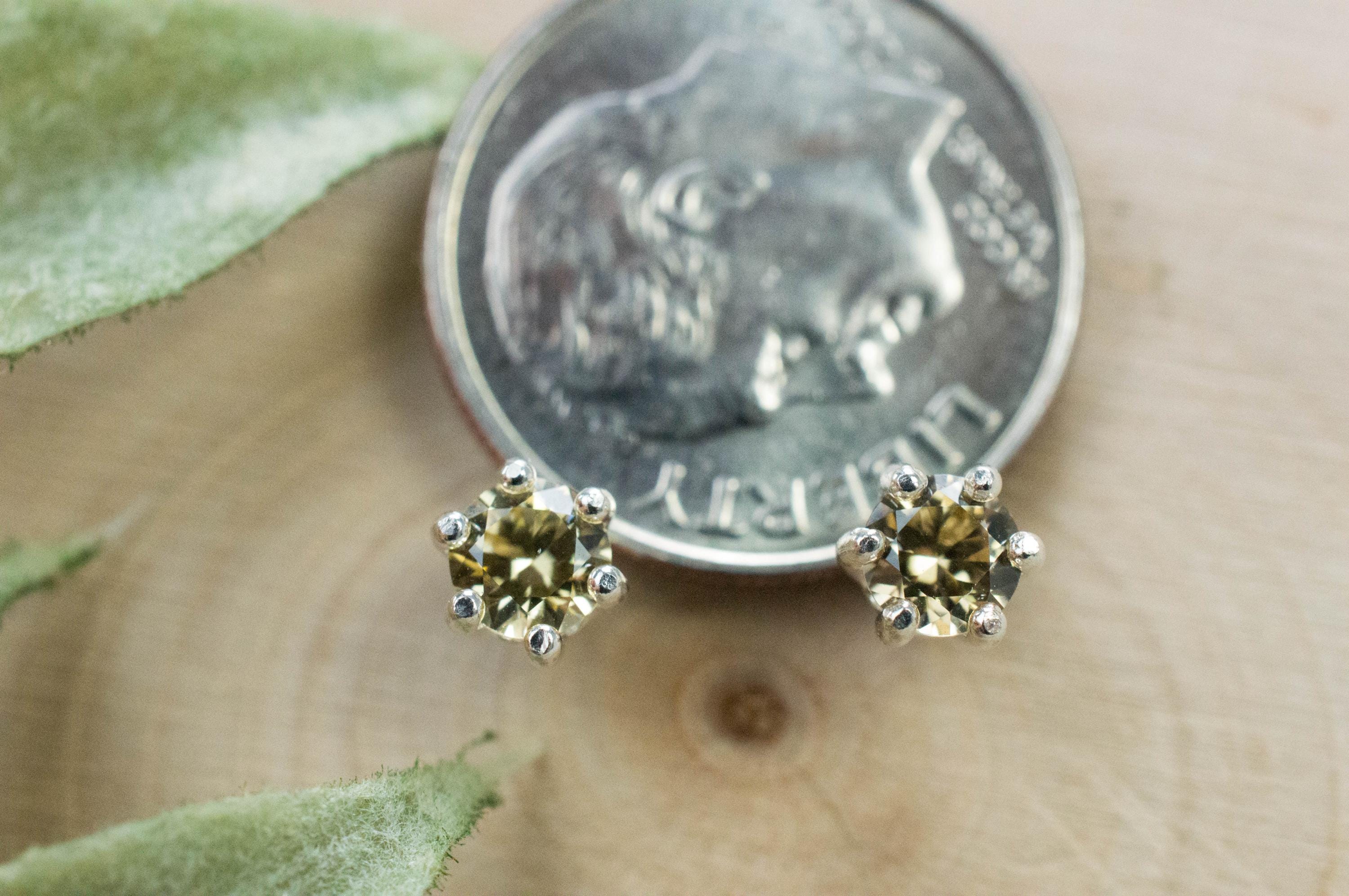 Yellow Zircon Earrings; Natural Untreated Sri Lanka Zircon; 0.730cts - Mark Oliver Gems