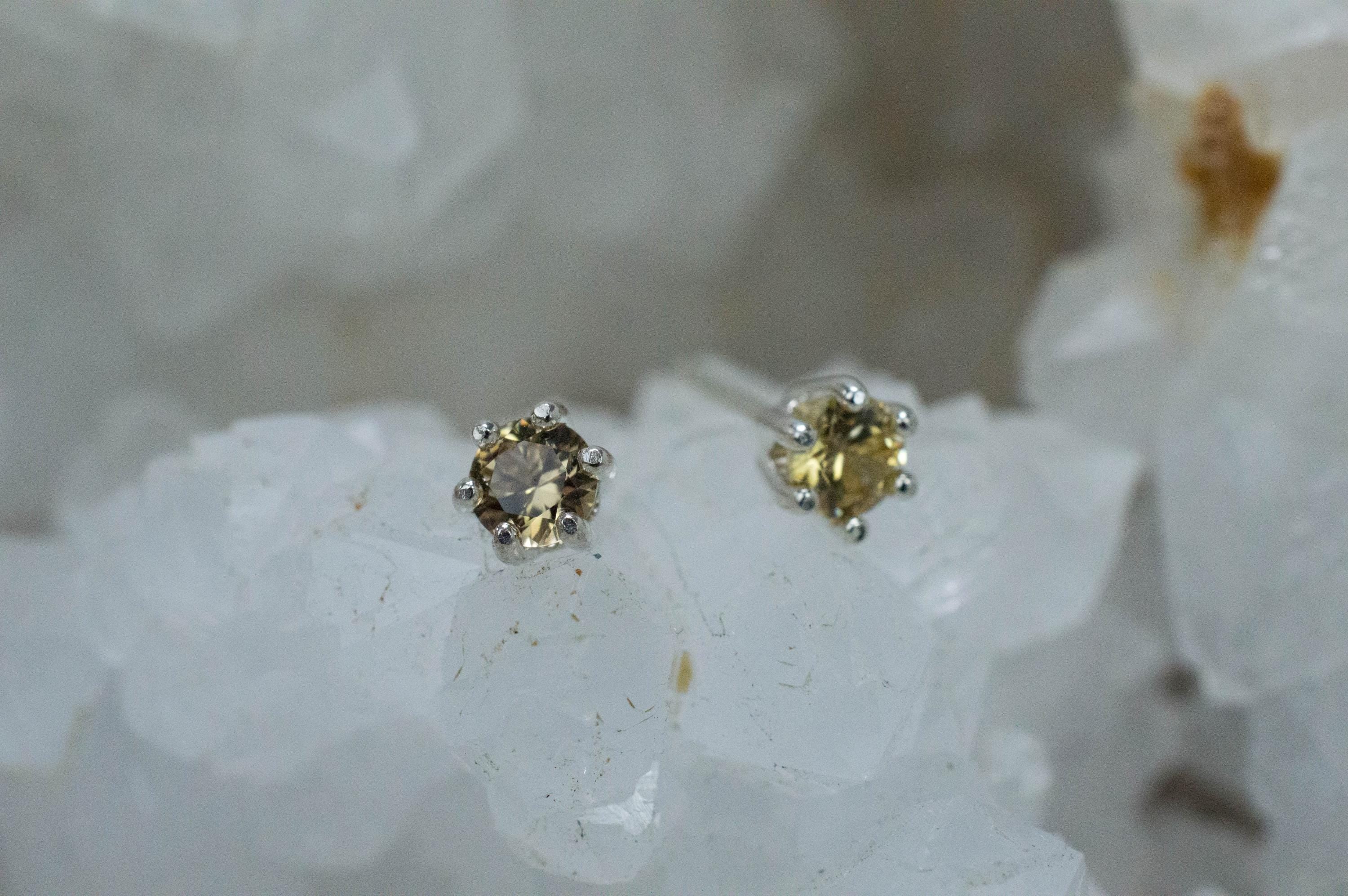 Yellow Zircon Earrings; Natural Untreated Sri Lanka Zircon; 0.730cts - Mark Oliver Gems