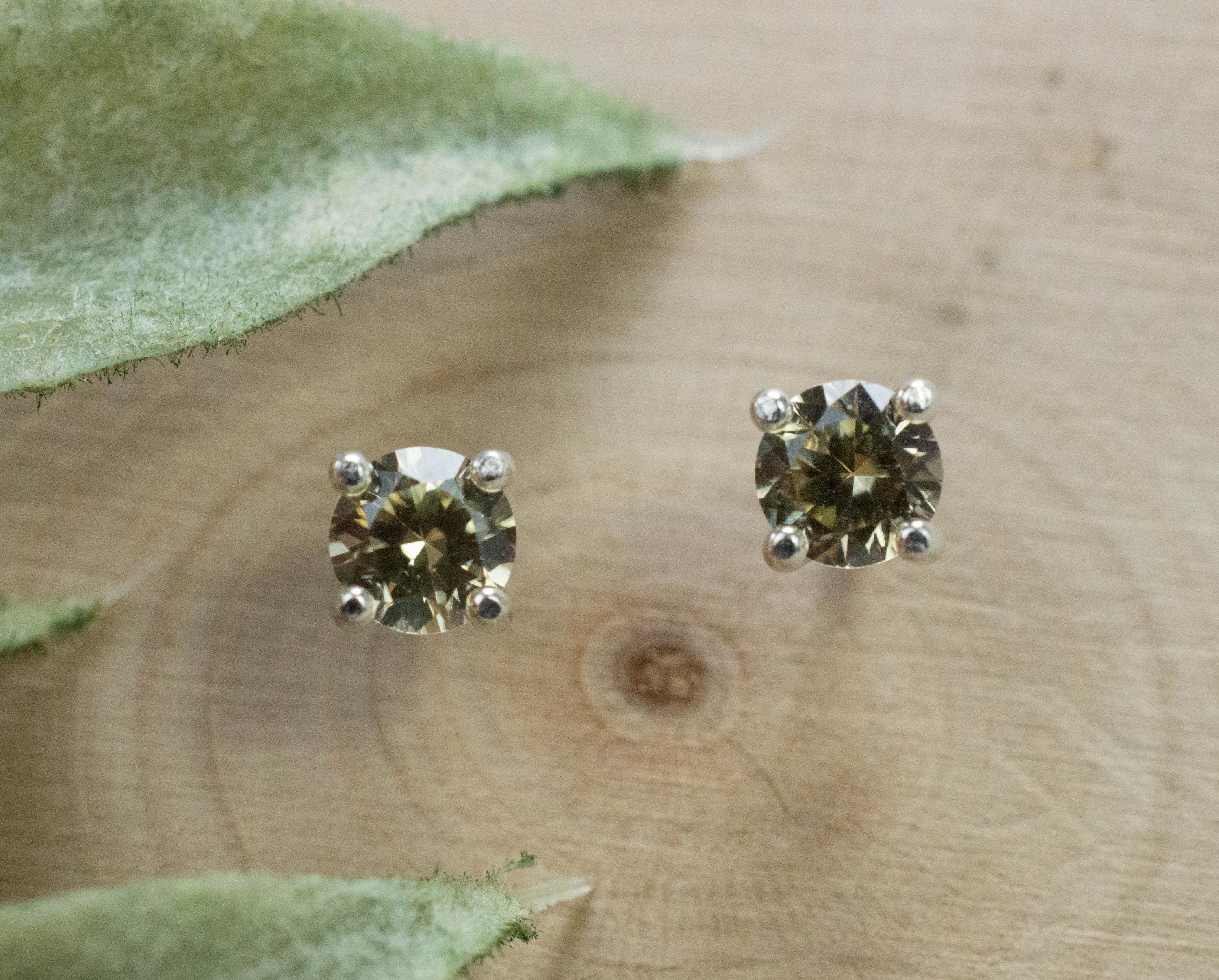 Yellow Zircon Earrings; Natural Untreated Sri Lanka Zircon; 0.740cts - Mark Oliver Gems