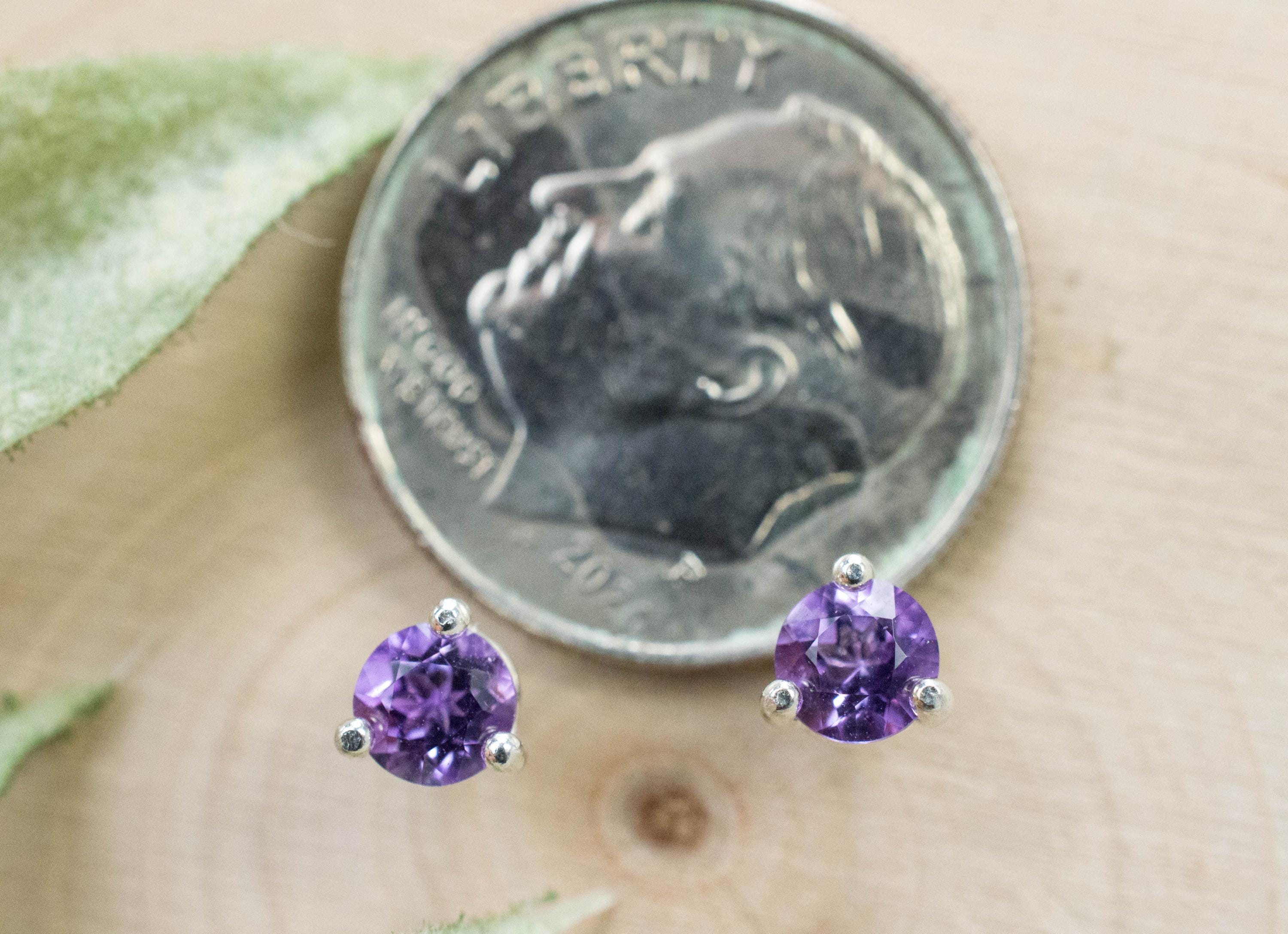 Amethyst Earrings, Natural Untreated Brazilian Amethyst; 0.430cts - Mark Oliver Gems