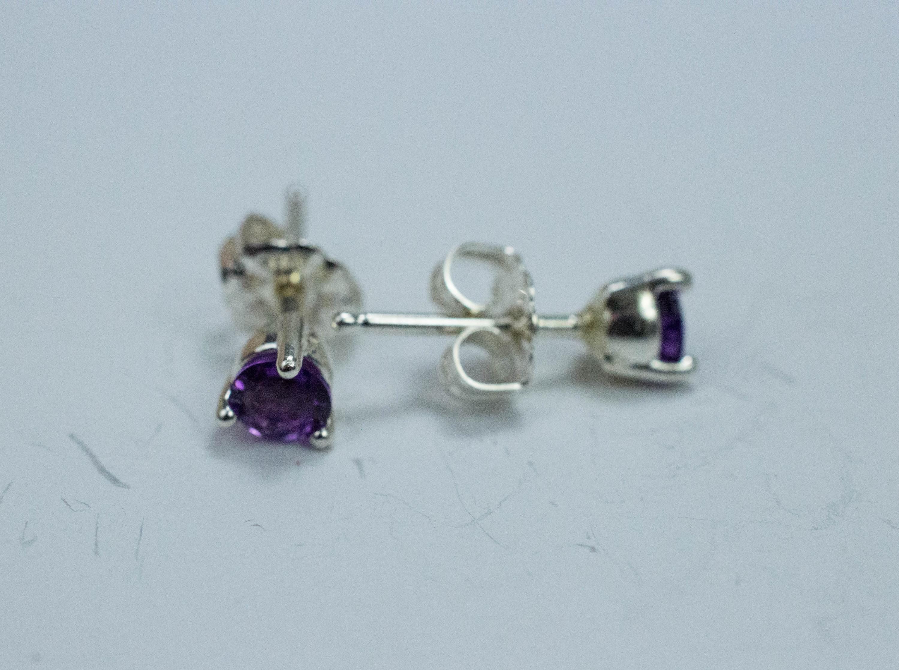 Amethyst Earrings, Natural Untreated Brazilian Amethyst; 0.435cts - Mark Oliver Gems