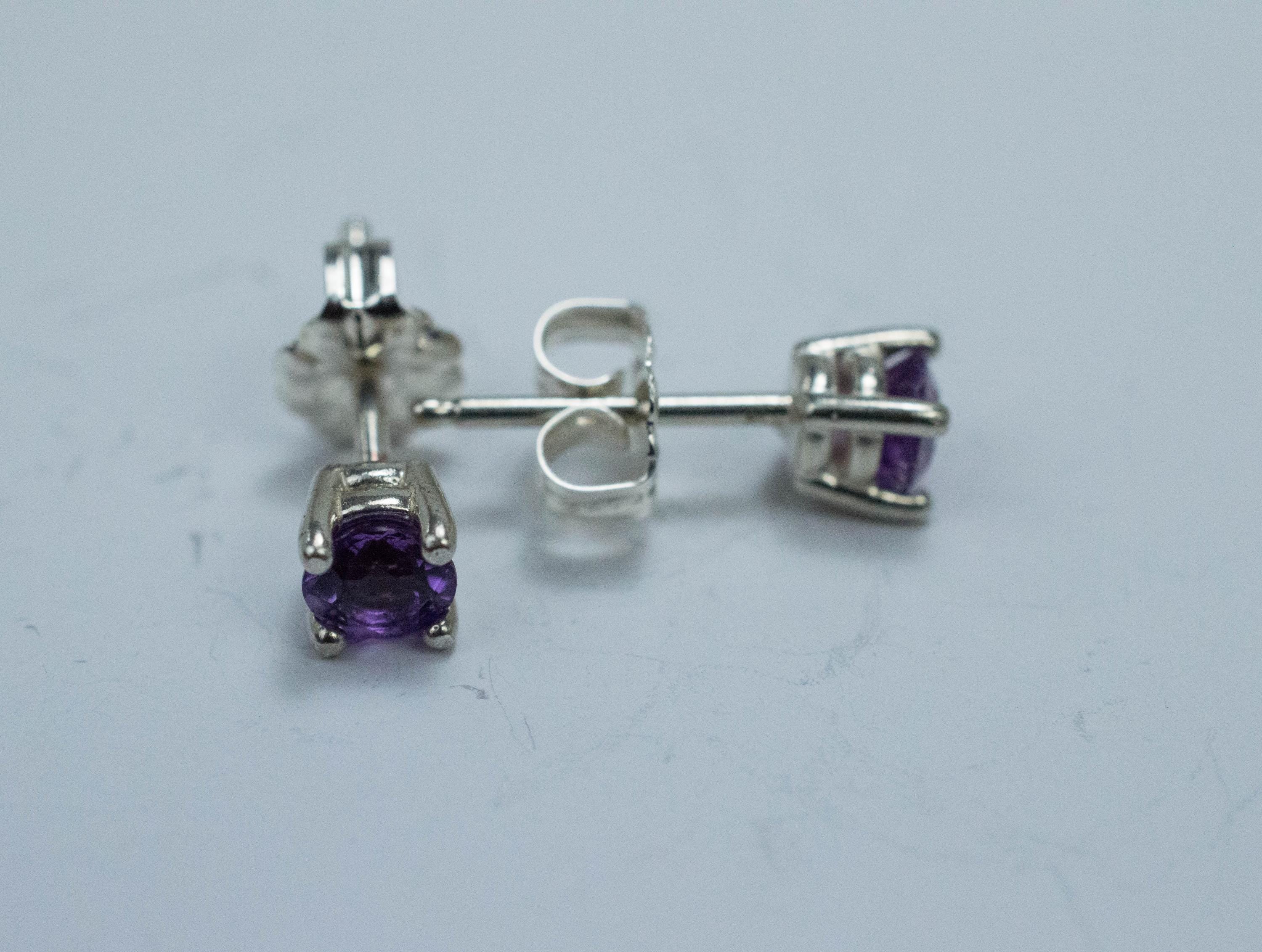 Amethyst Earrings, Natural Untreated Brazilian Amethyst; 0.450cts - Mark Oliver Gems