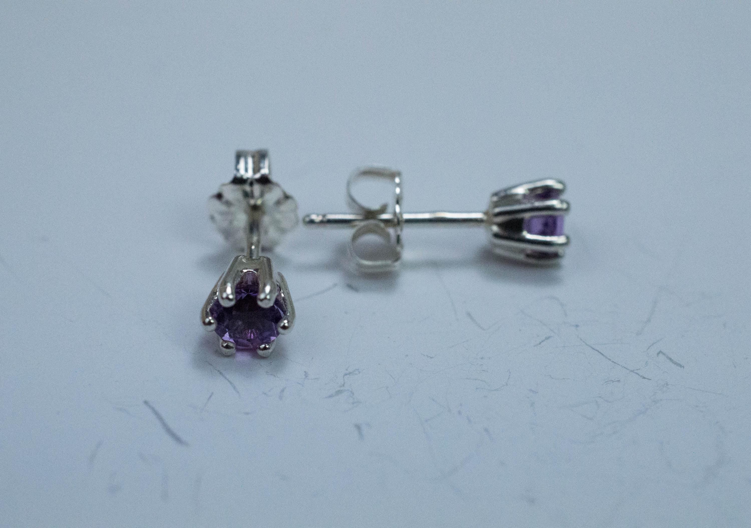 Amethyst Earrings, Natural Untreated Brazilian Amethyst; 0.475cts - Mark Oliver Gems