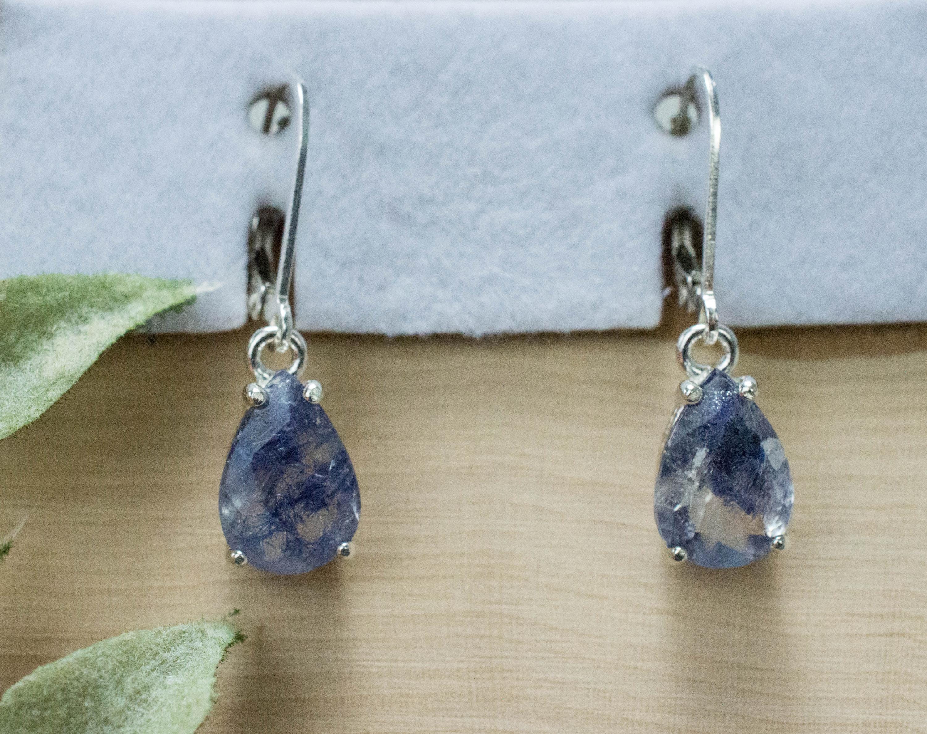 Dumortierite Quartz Earrings; Natural Untreated Brazil Dumortierite; 3.760cts - Mark Oliver Gems