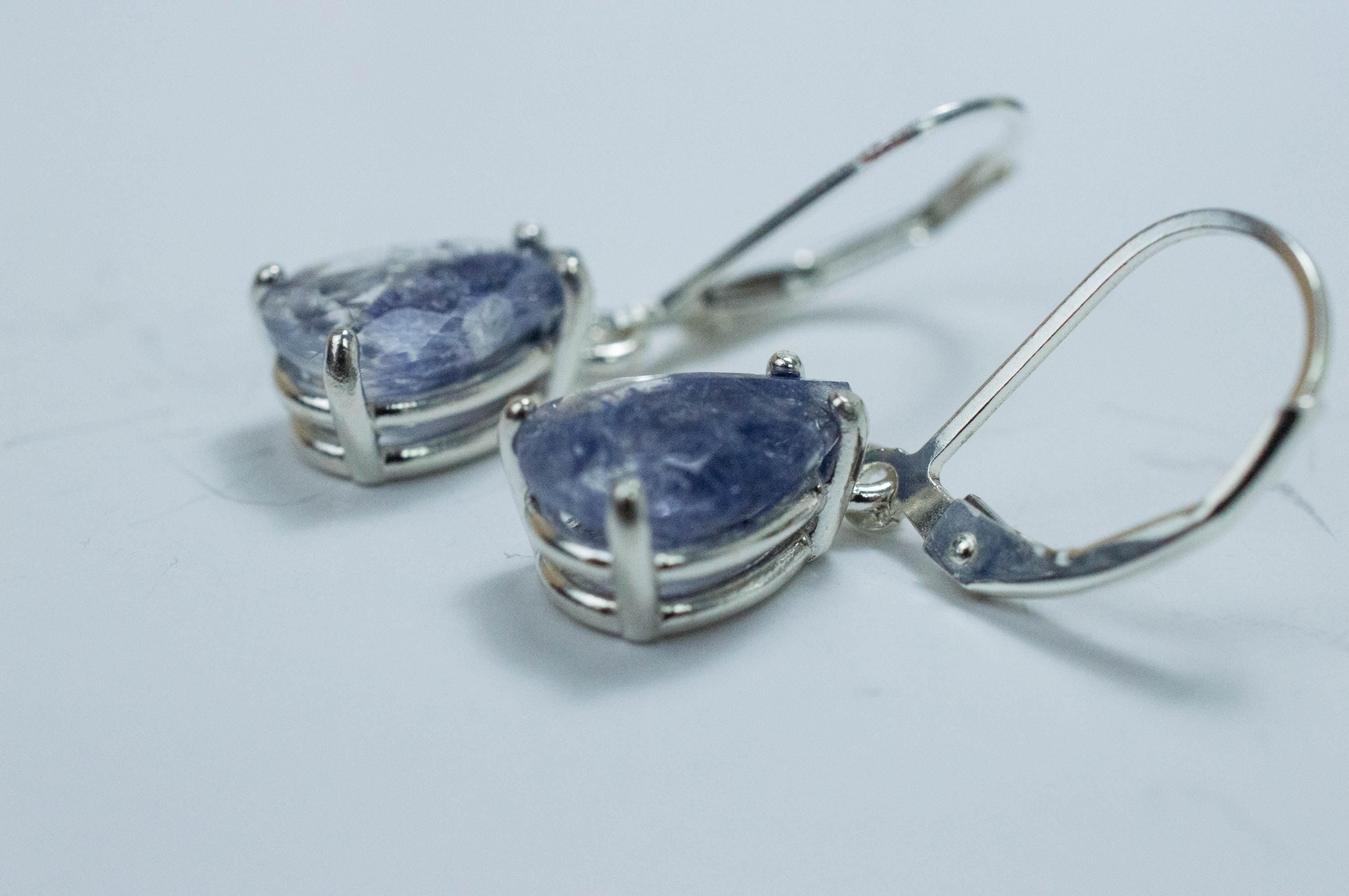 Dumortierite Quartz Earrings; Natural Untreated Brazil Dumortierite; 3.760cts - Mark Oliver Gems