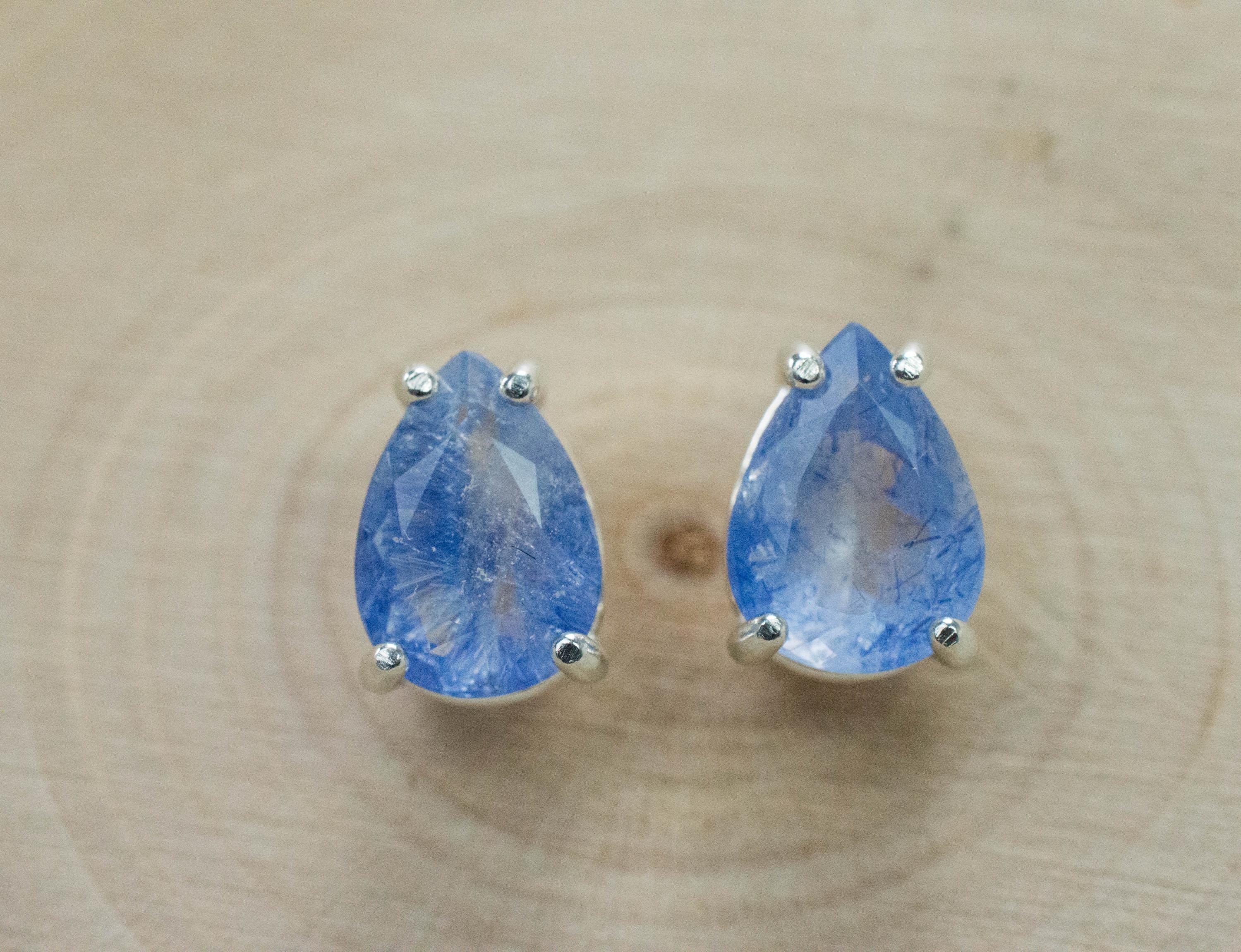 Dumortierite Quartz Earrings; Natural Untreated Brazil Dumortierite; 2.940cts - Mark Oliver Gems
