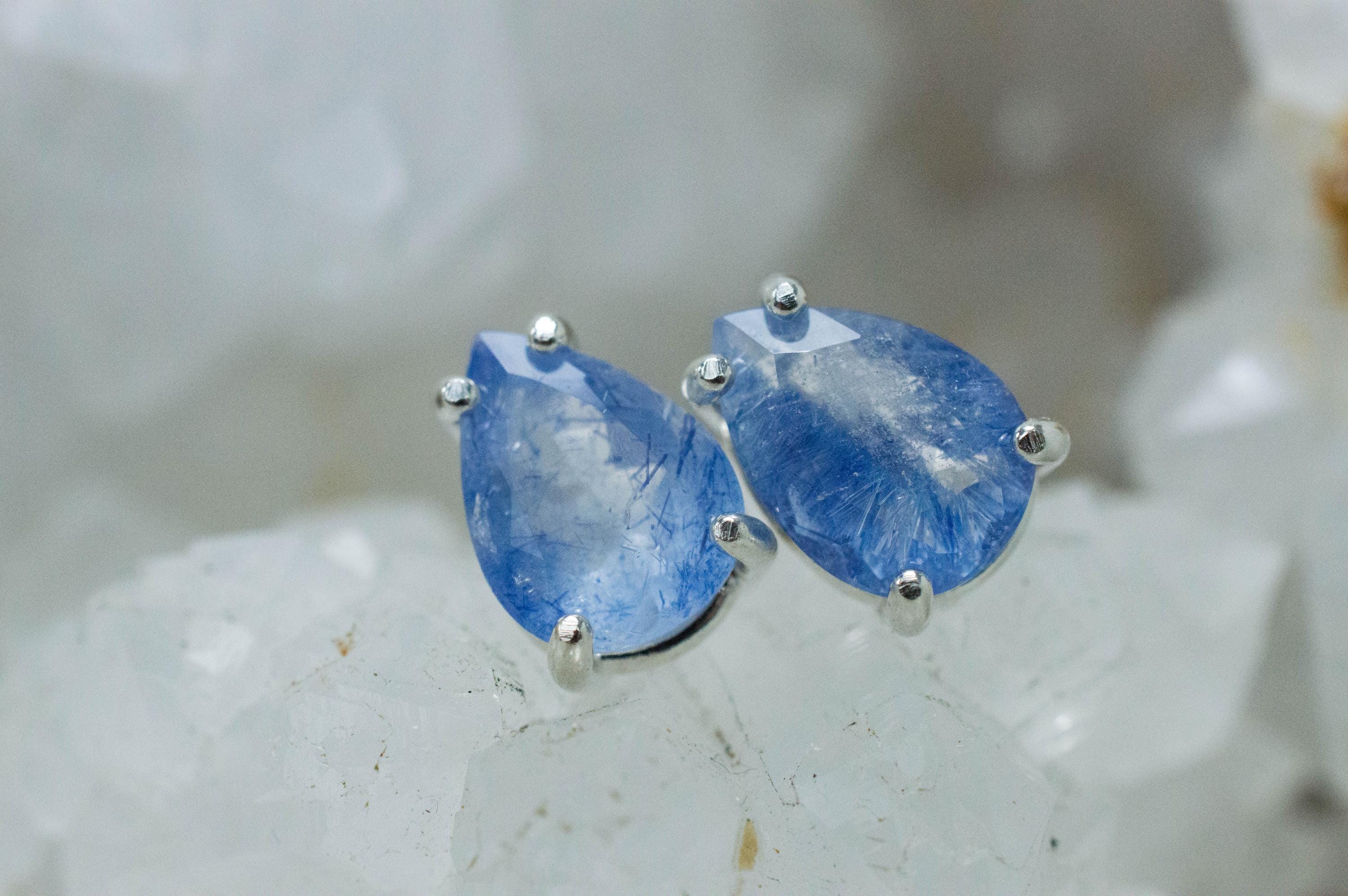 Dumortierite Quartz Earrings; Natural Untreated Brazil Dumortierite; 2.940cts - Mark Oliver Gems