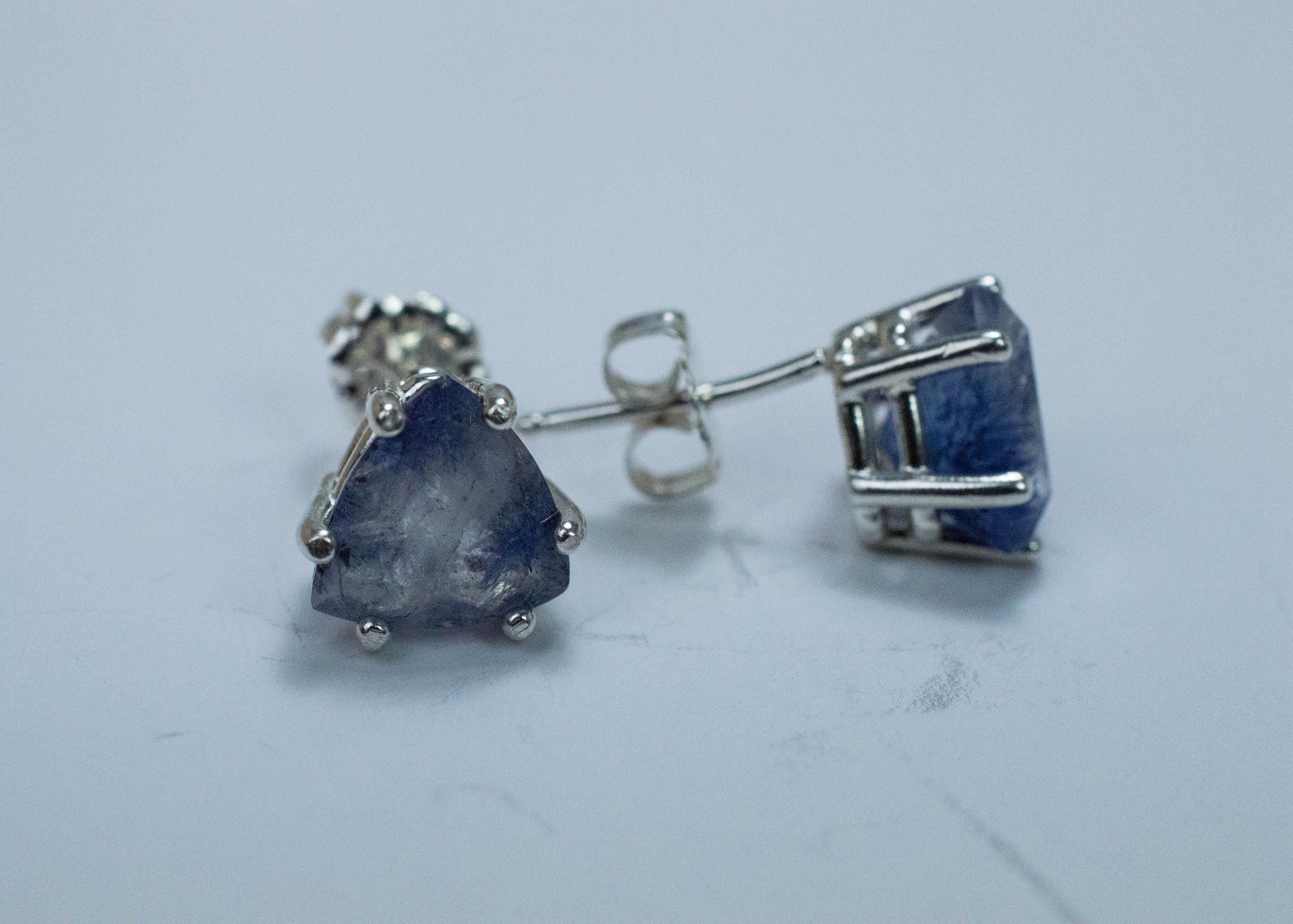 Dumortierite Quartz Earrings; Natural Untreated Brazil Dumortierite; 3.410cts - Mark Oliver Gems