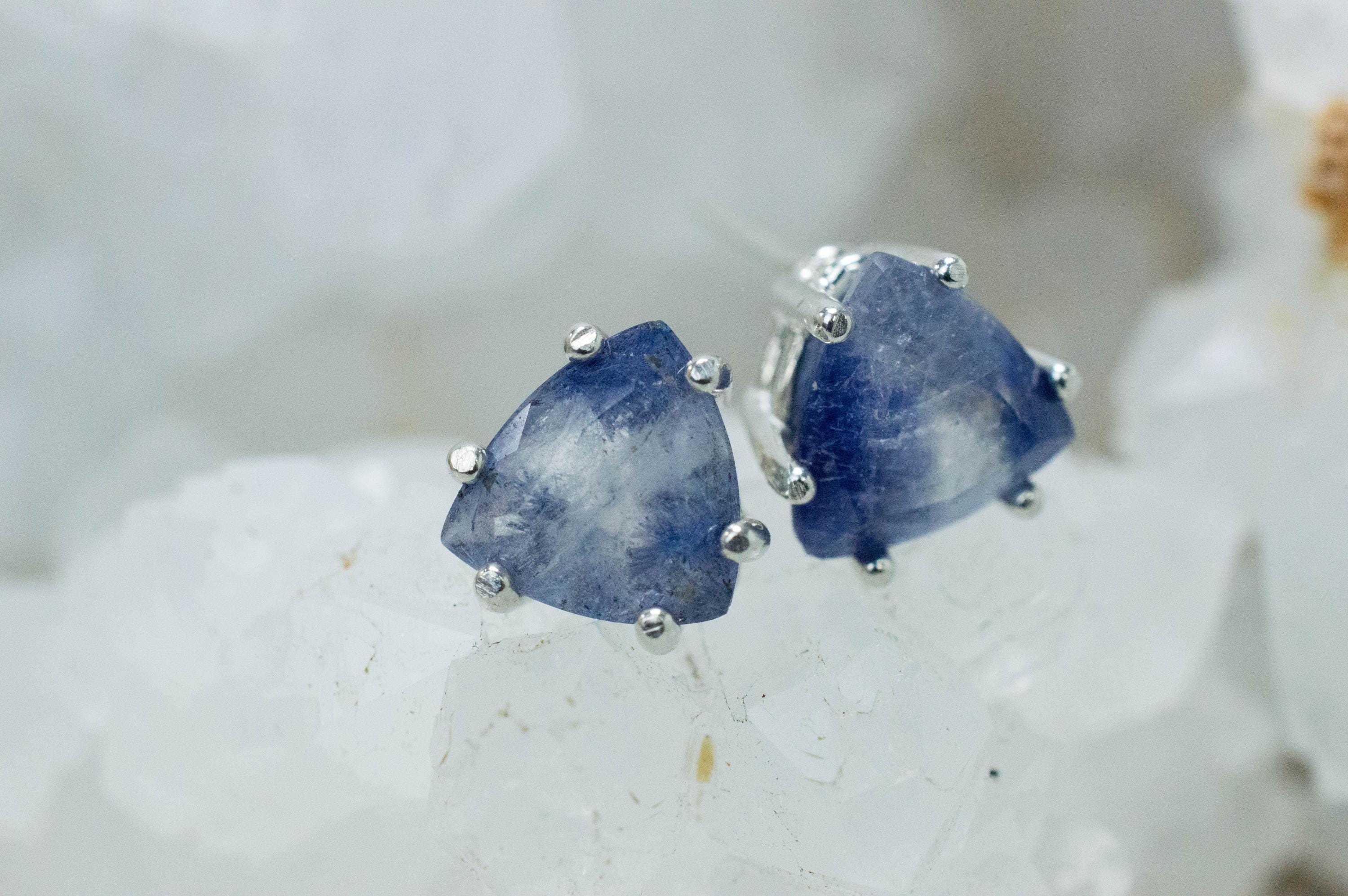 Dumortierite Quartz Earrings; Natural Untreated Brazil Dumortierite; 3.410cts - Mark Oliver Gems