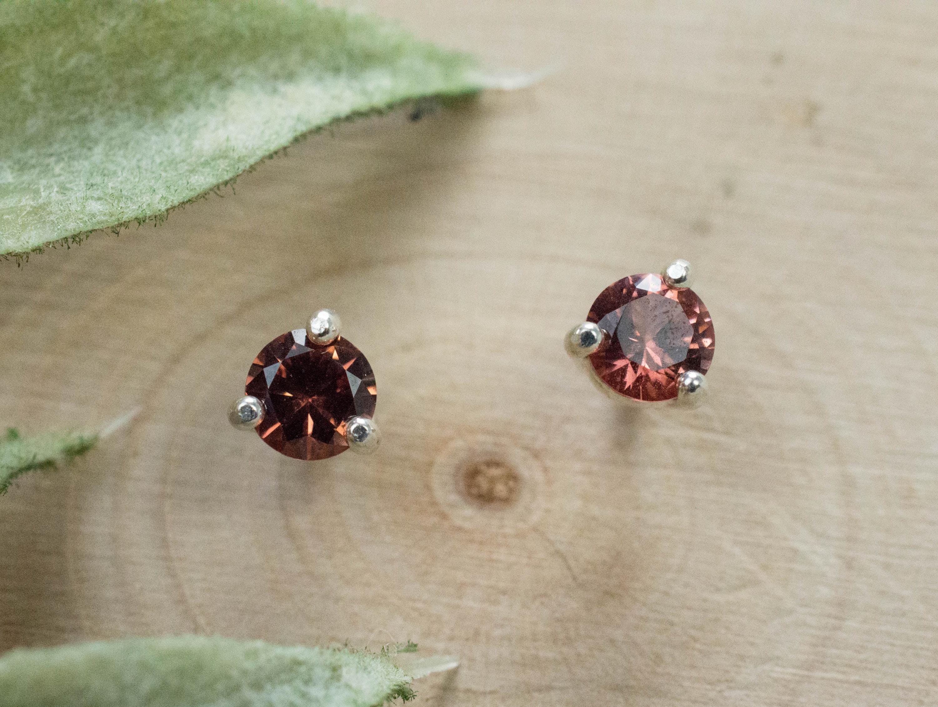 Malaya Garnet Earrings; Natural Untreated Tanzania Garnet; 0.530cts - Mark Oliver Gems