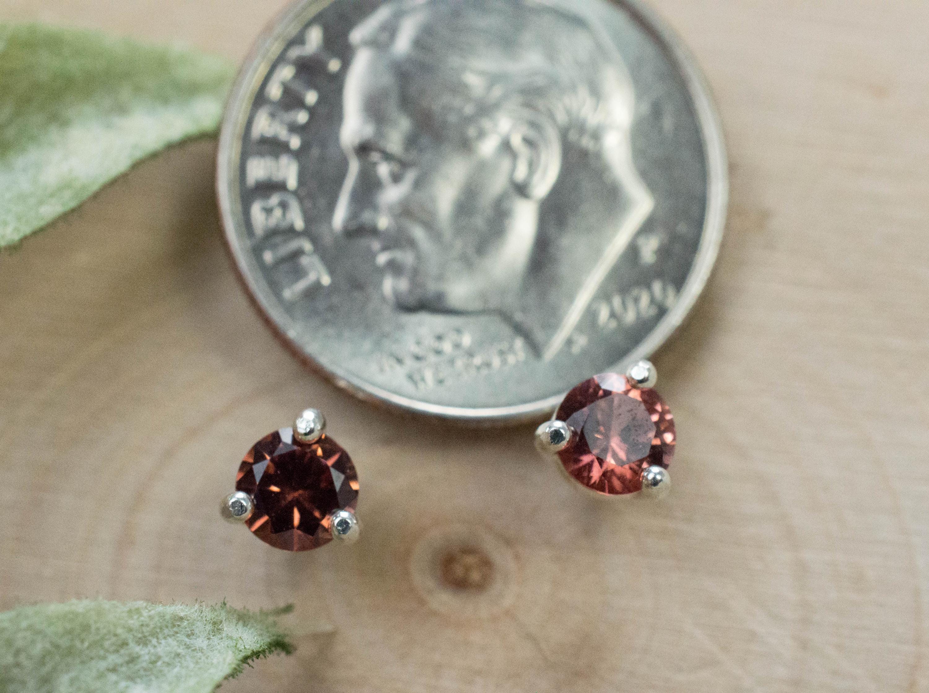 Malaya Garnet Earrings; Natural Untreated Tanzania Garnet; 0.530cts - Mark Oliver Gems