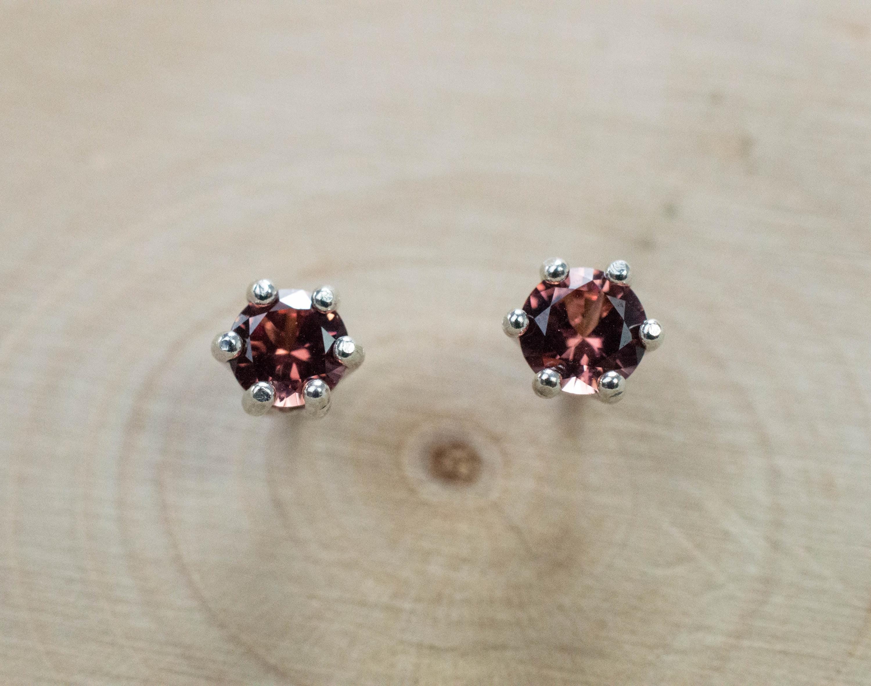 Malaya Garnet Earrings; Natural Untreated Tanzania Garnet; 0.600cts - Mark Oliver Gems