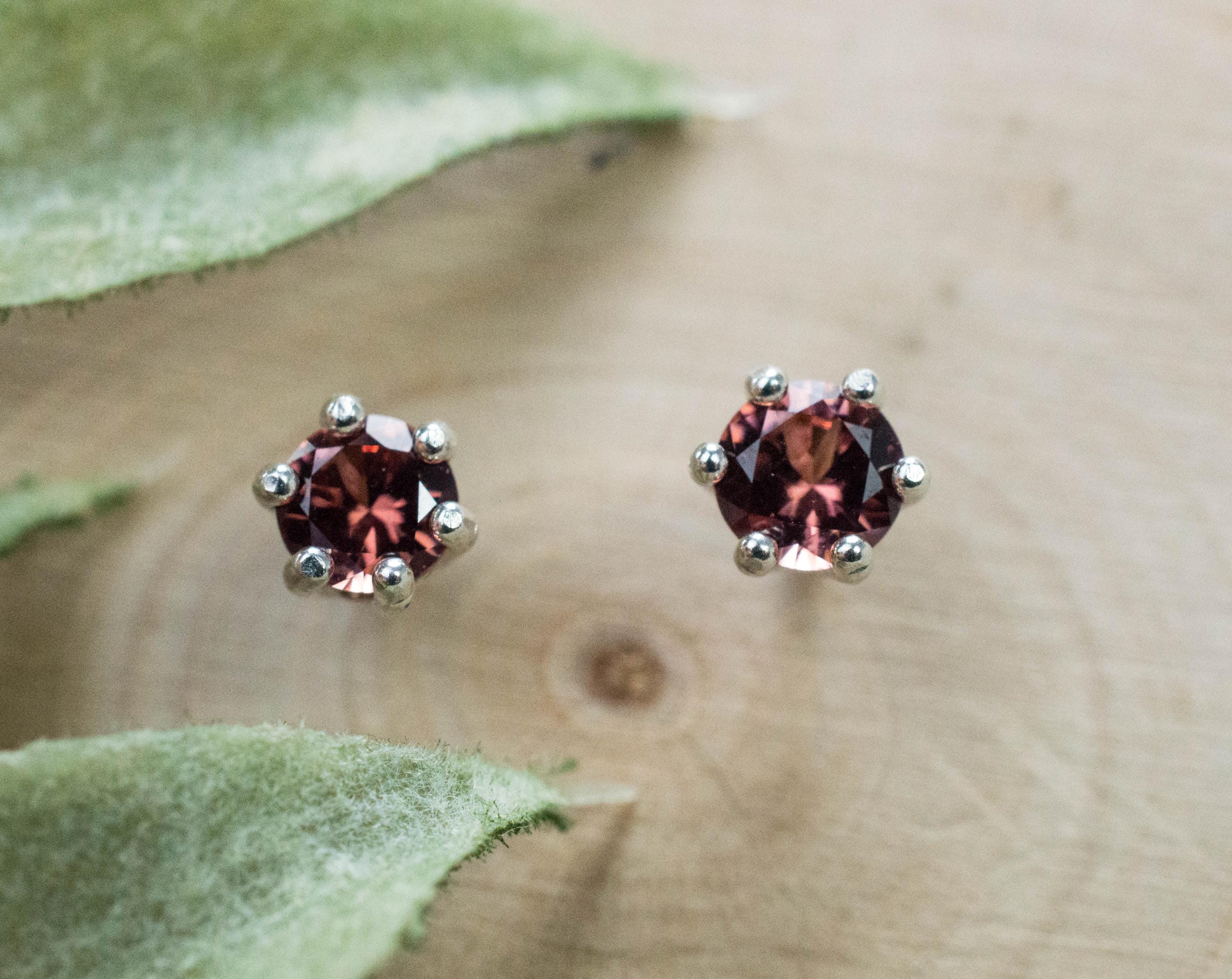 Malaya Garnet Earrings; Natural Untreated Tanzania Garnet; 0.600cts - Mark Oliver Gems
