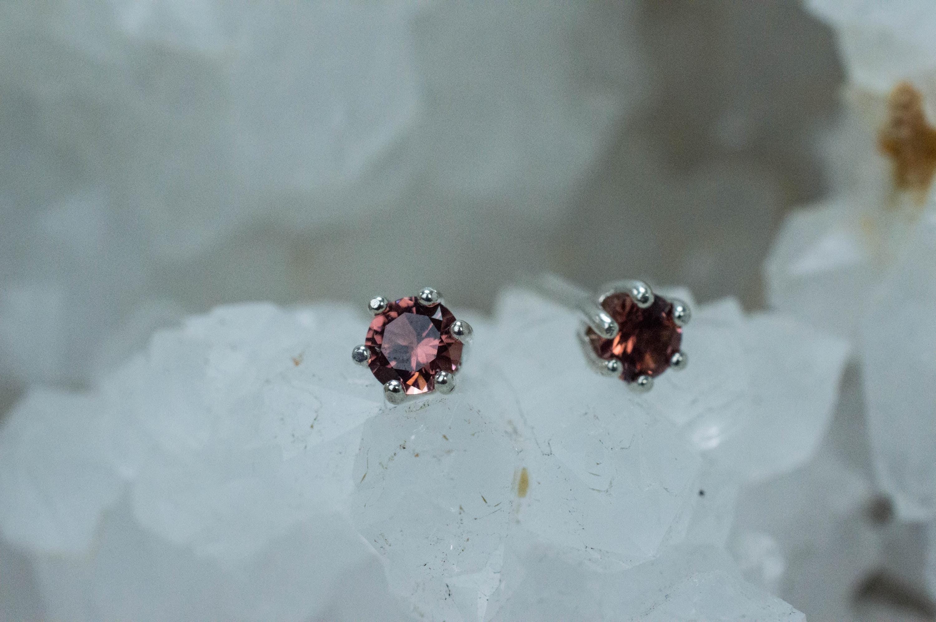 Malaya Garnet Earrings; Natural Untreated Tanzania Garnet; 0.600cts - Mark Oliver Gems