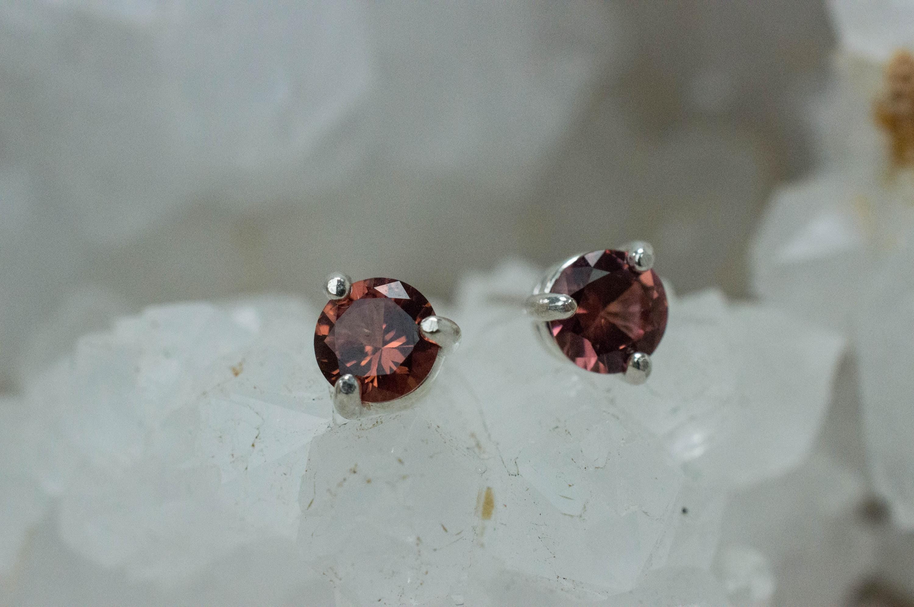 Malaya Garnet Earrings; Natural Untreated Tanzania Garnet; 1.025cts - Mark Oliver Gems