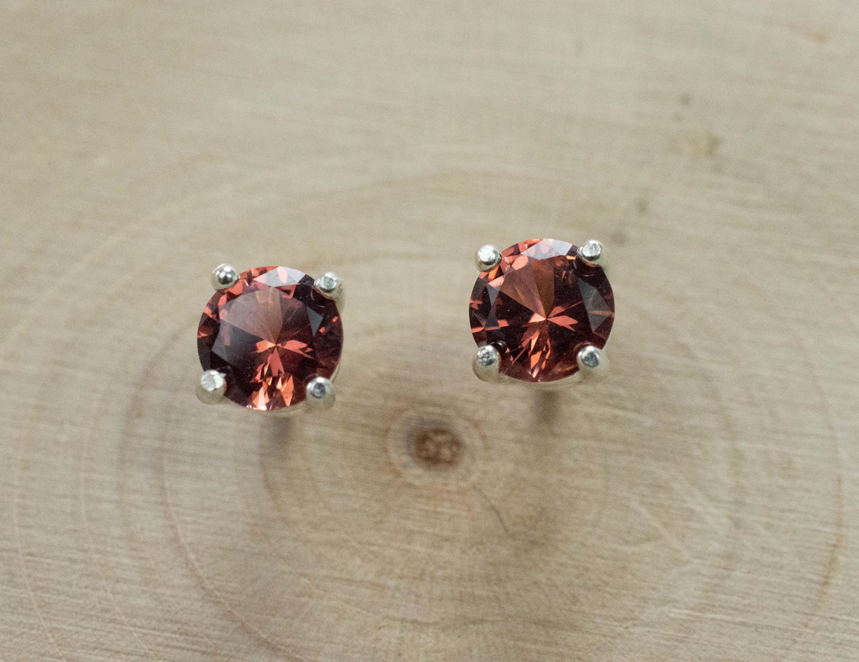 Malaya Garnet Earrings; Natural Untreated Tanzania Garnet; 1.155cts - Mark Oliver Gems