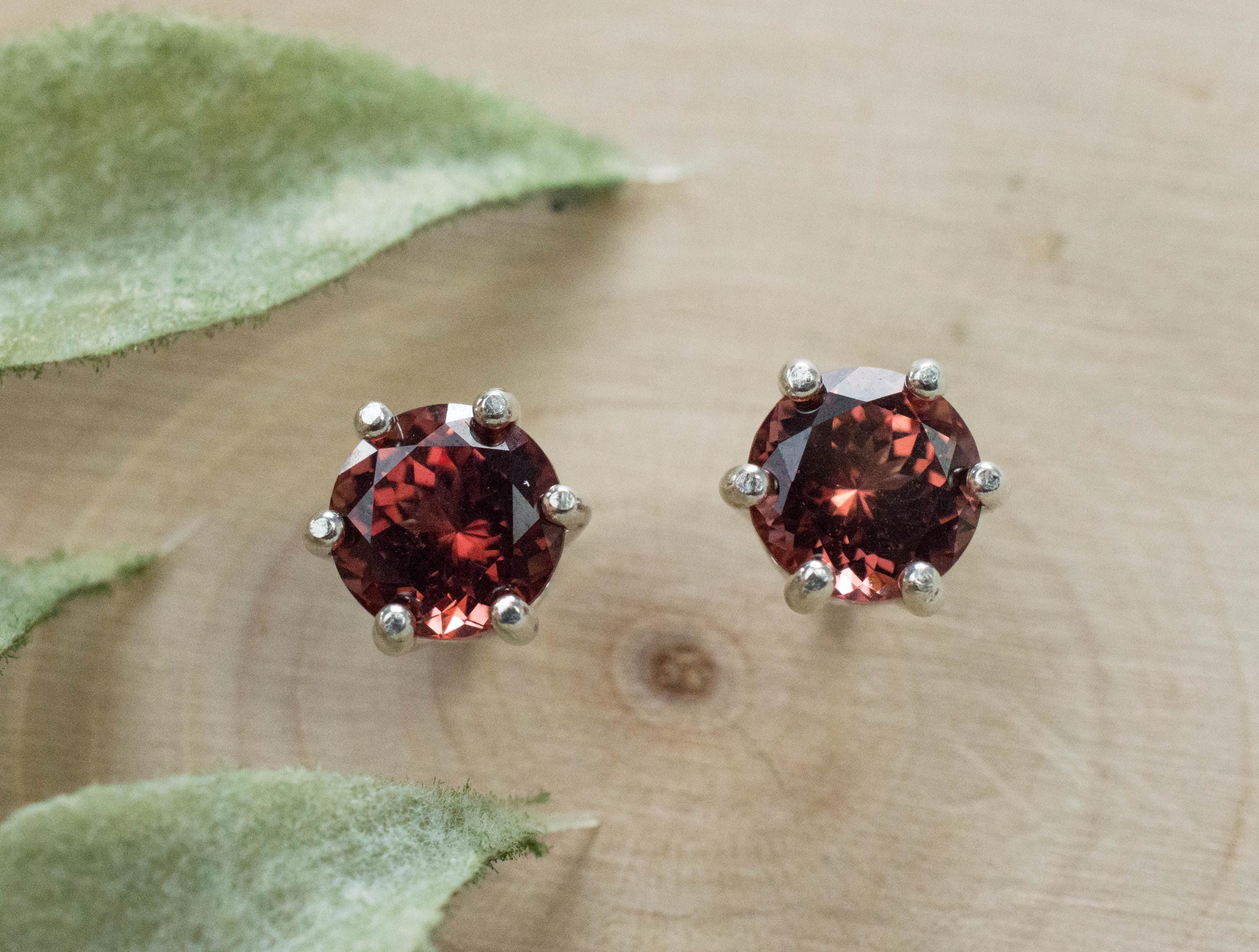 Malaya Garnet Earrings; Natural Untreated Tanzania Garnet; 2.110cts - Mark Oliver Gems