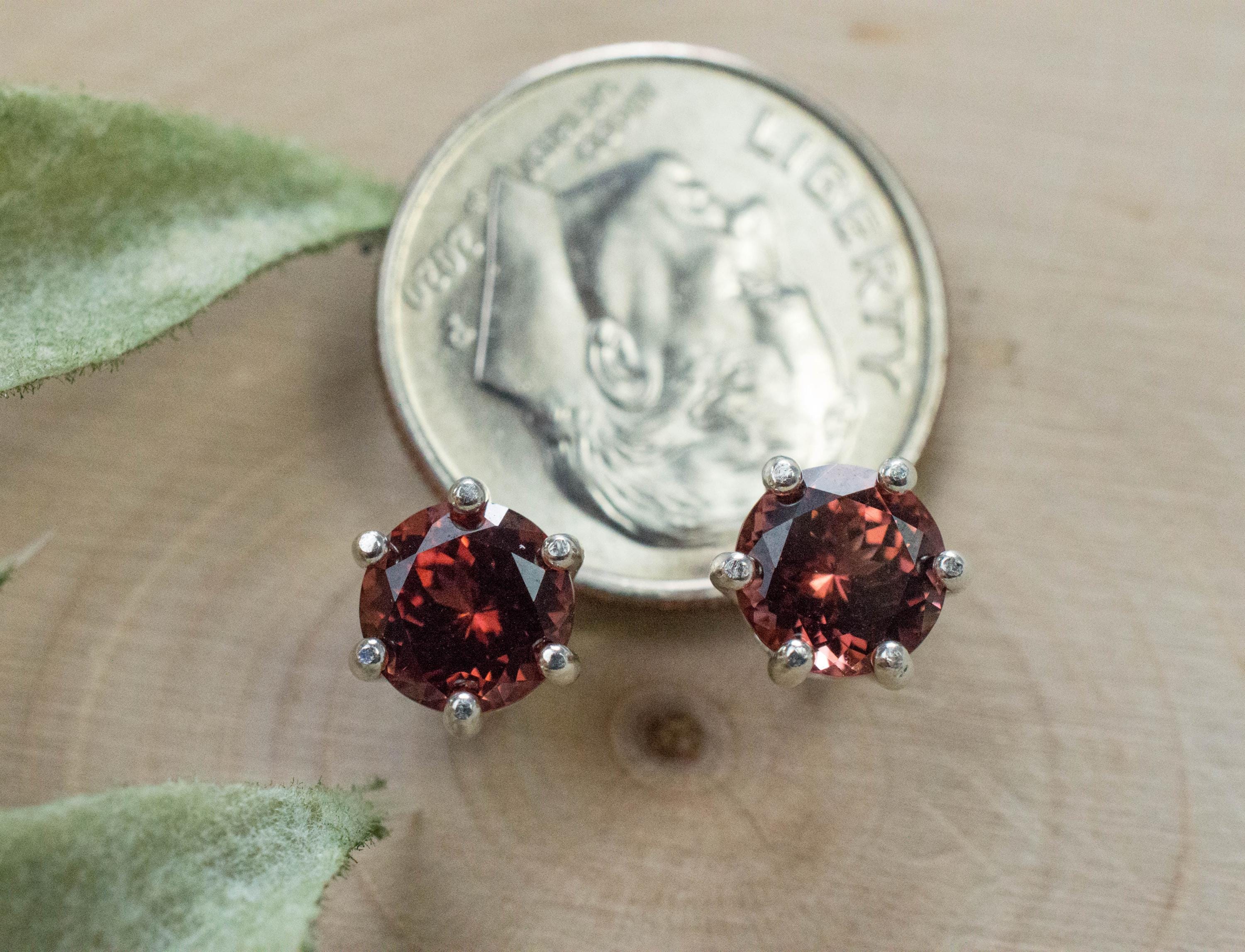 Malaya Garnet Earrings; Natural Untreated Tanzania Garnet; 2.110cts - Mark Oliver Gems