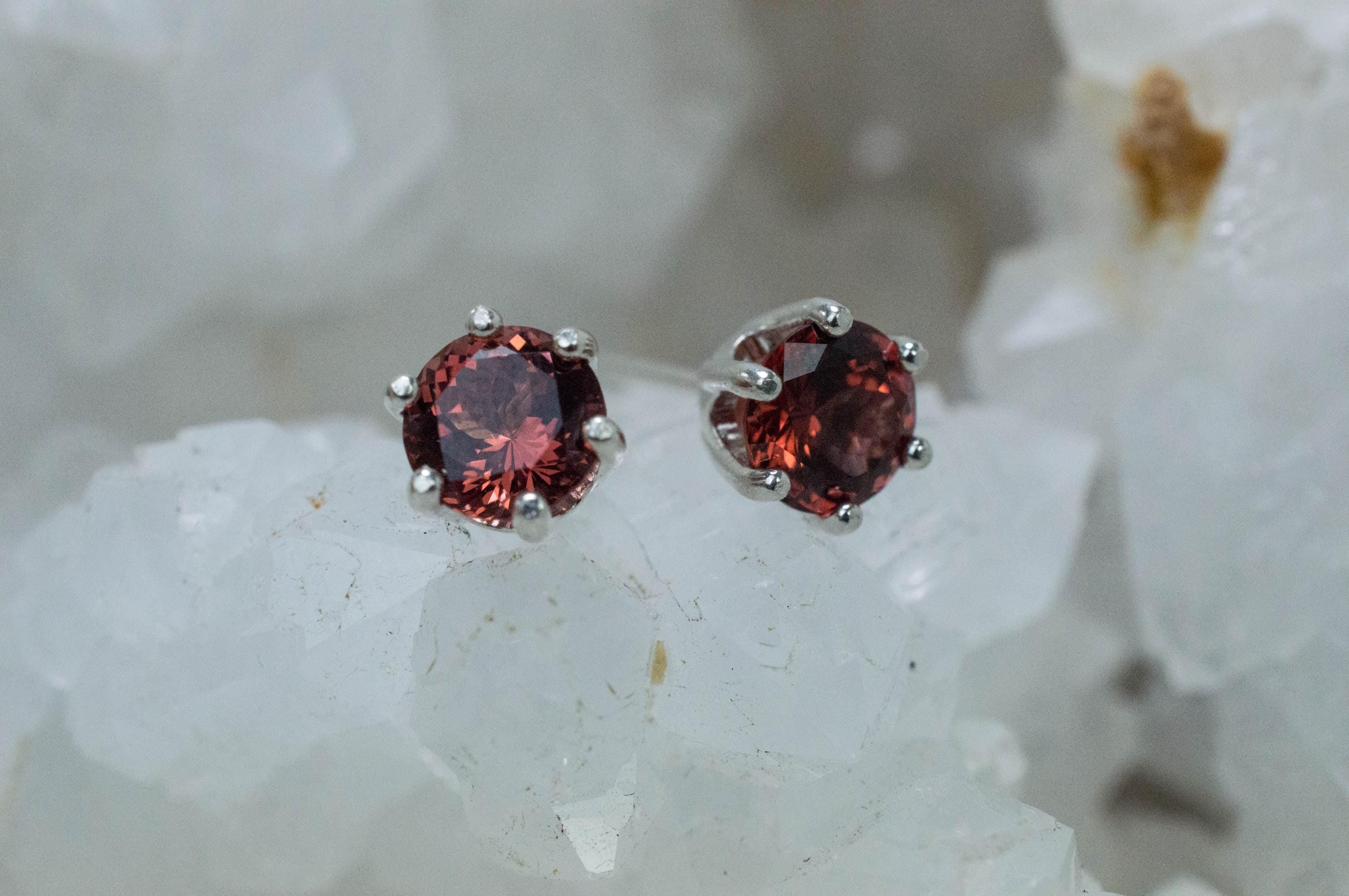 Malaya Garnet Earrings; Natural Untreated Tanzania Garnet; 2.110cts - Mark Oliver Gems
