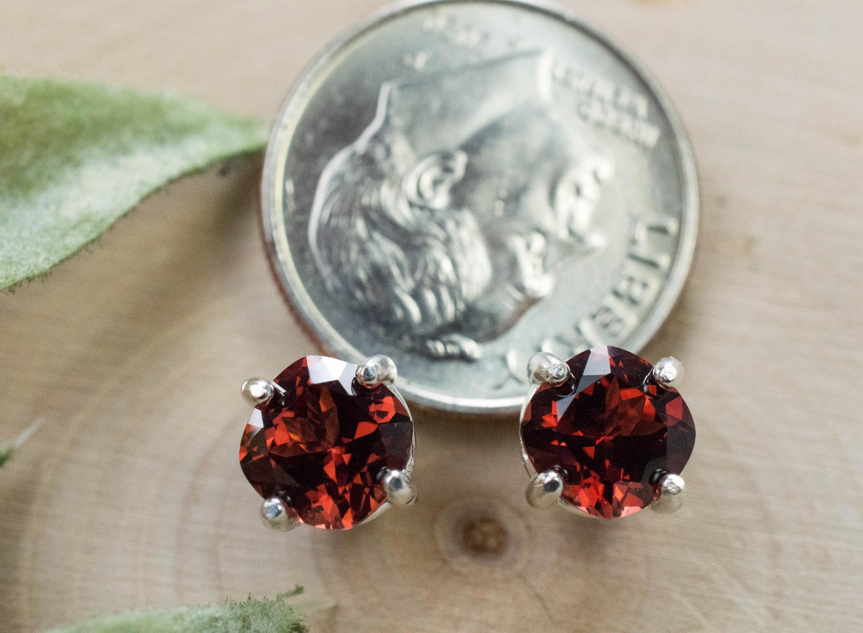 Malaya Garnet Earrings; Natural Untreated Tanzania Garnet; 2.175cts - Mark Oliver Gems