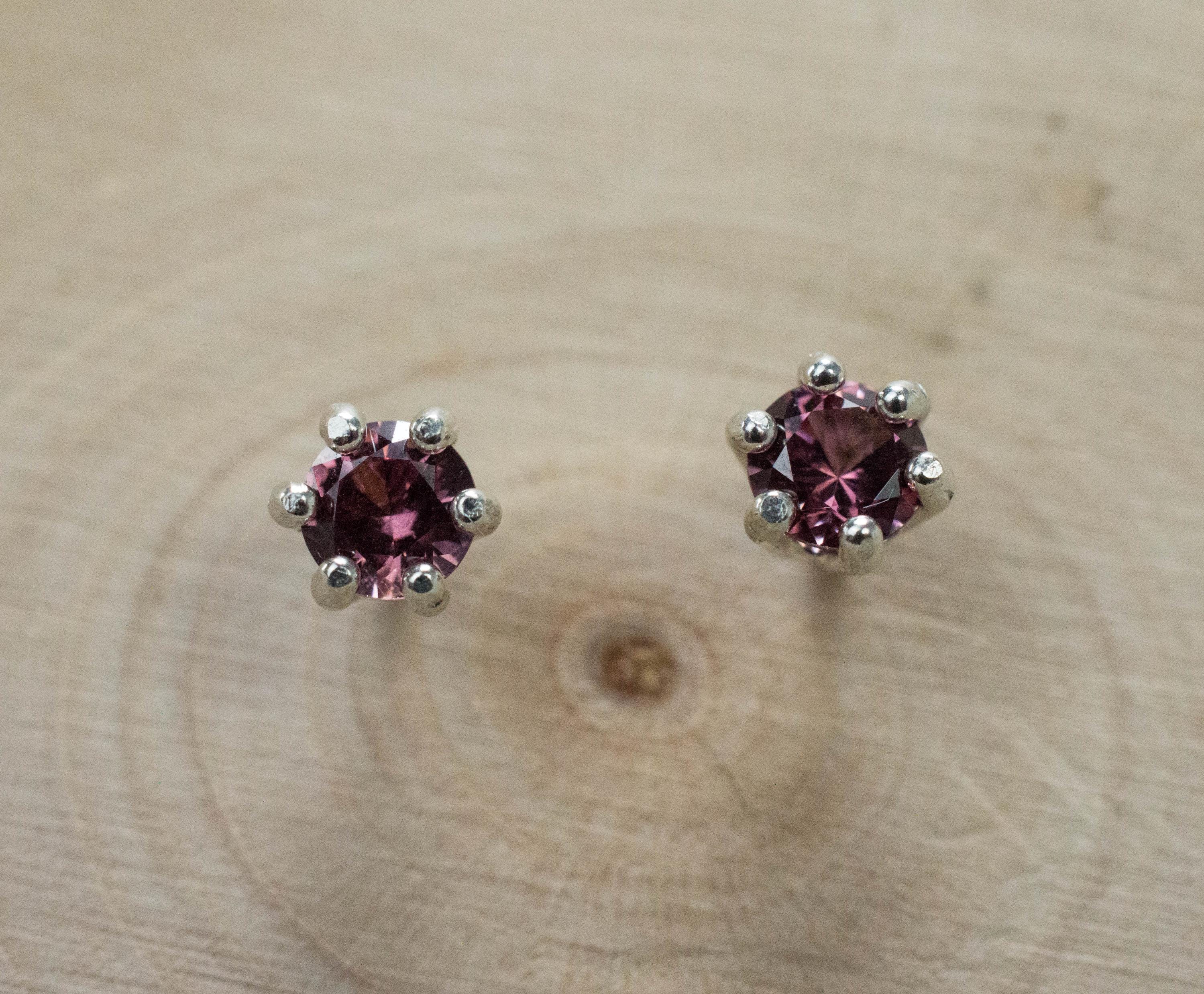 Cranberry Garnet Earrings, Natural Untreated Tanzanian Garnet; 0.565cts - Mark Oliver Gems
