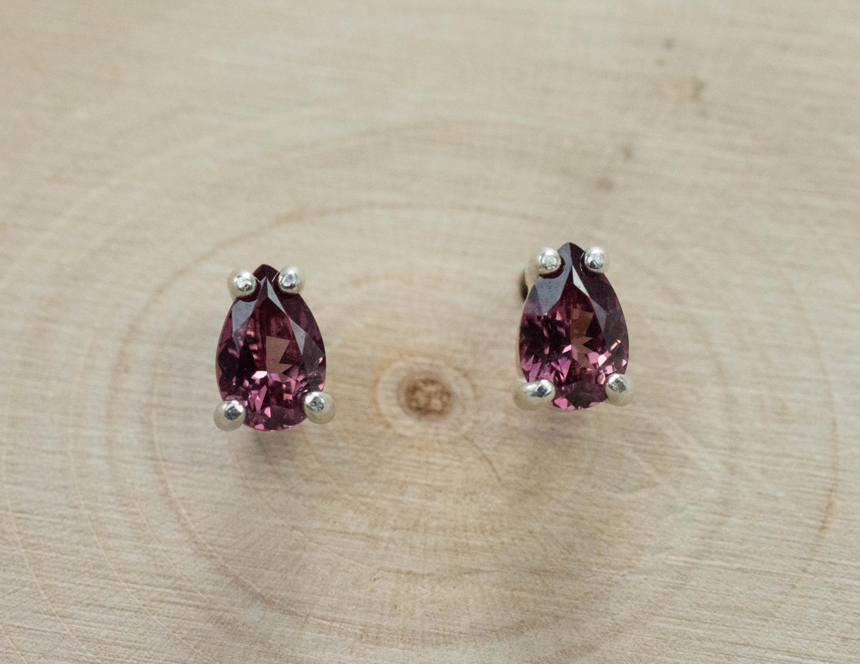 Cranberry Garnet Earrings, Natural Untreated Tanzanian Garnet; 0.930cts - Mark Oliver Gems